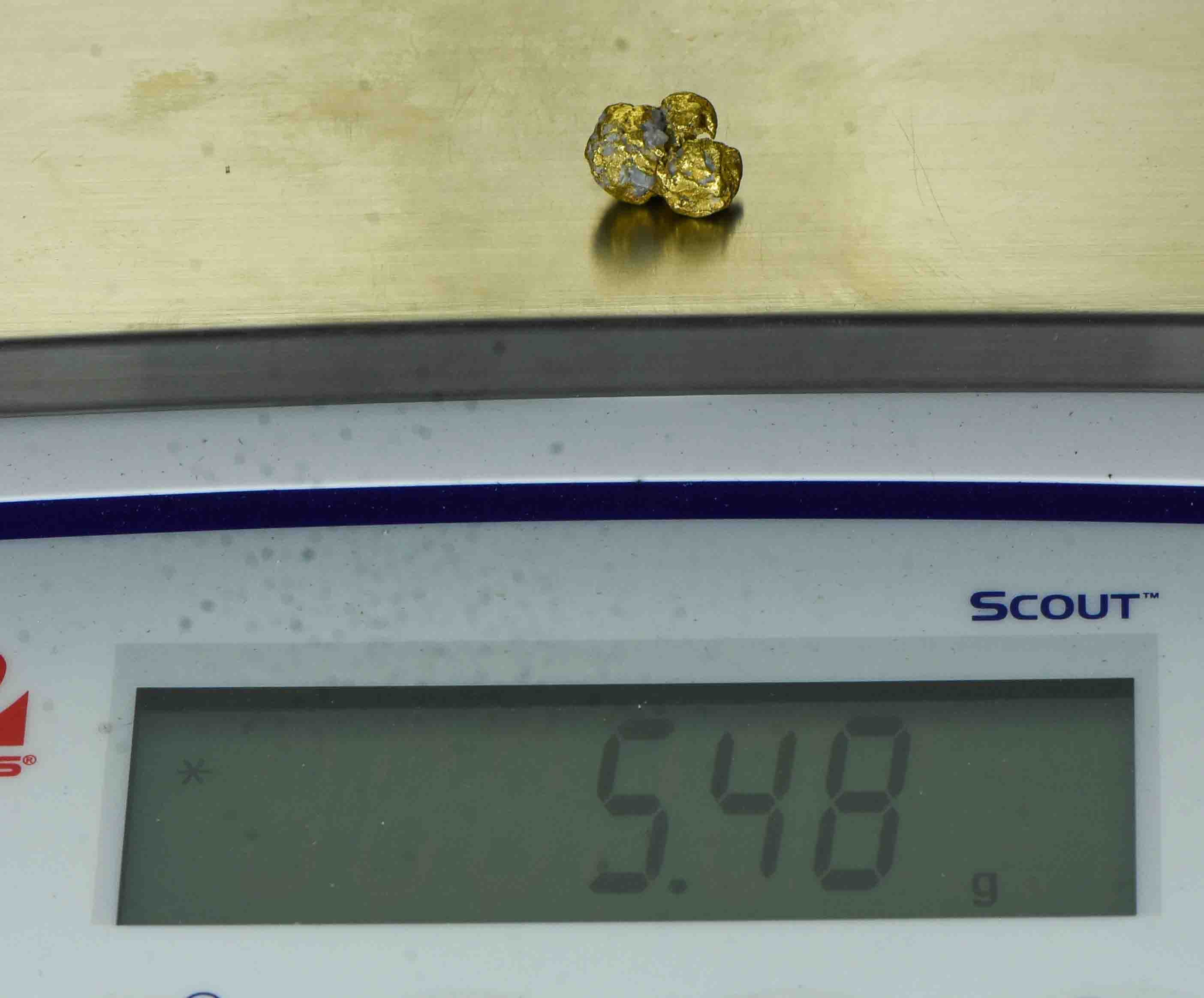 QN-22 "Alaskan BC Gold Nuggets with Quartz" Genuine 5.48 Grams