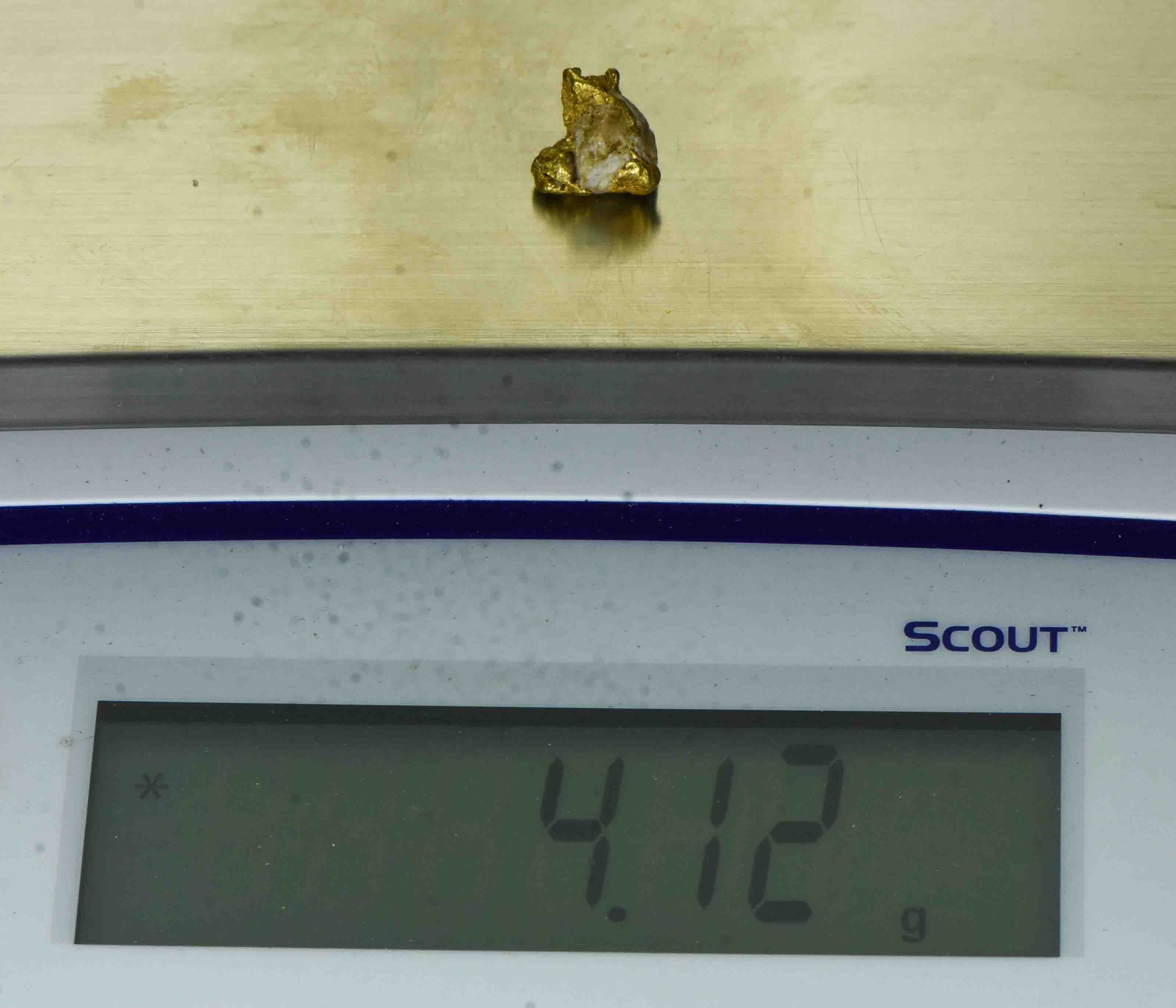 QN-51 "Alaskan BC Gold Nuggets with Quartz" Genuine 4.12 Grams