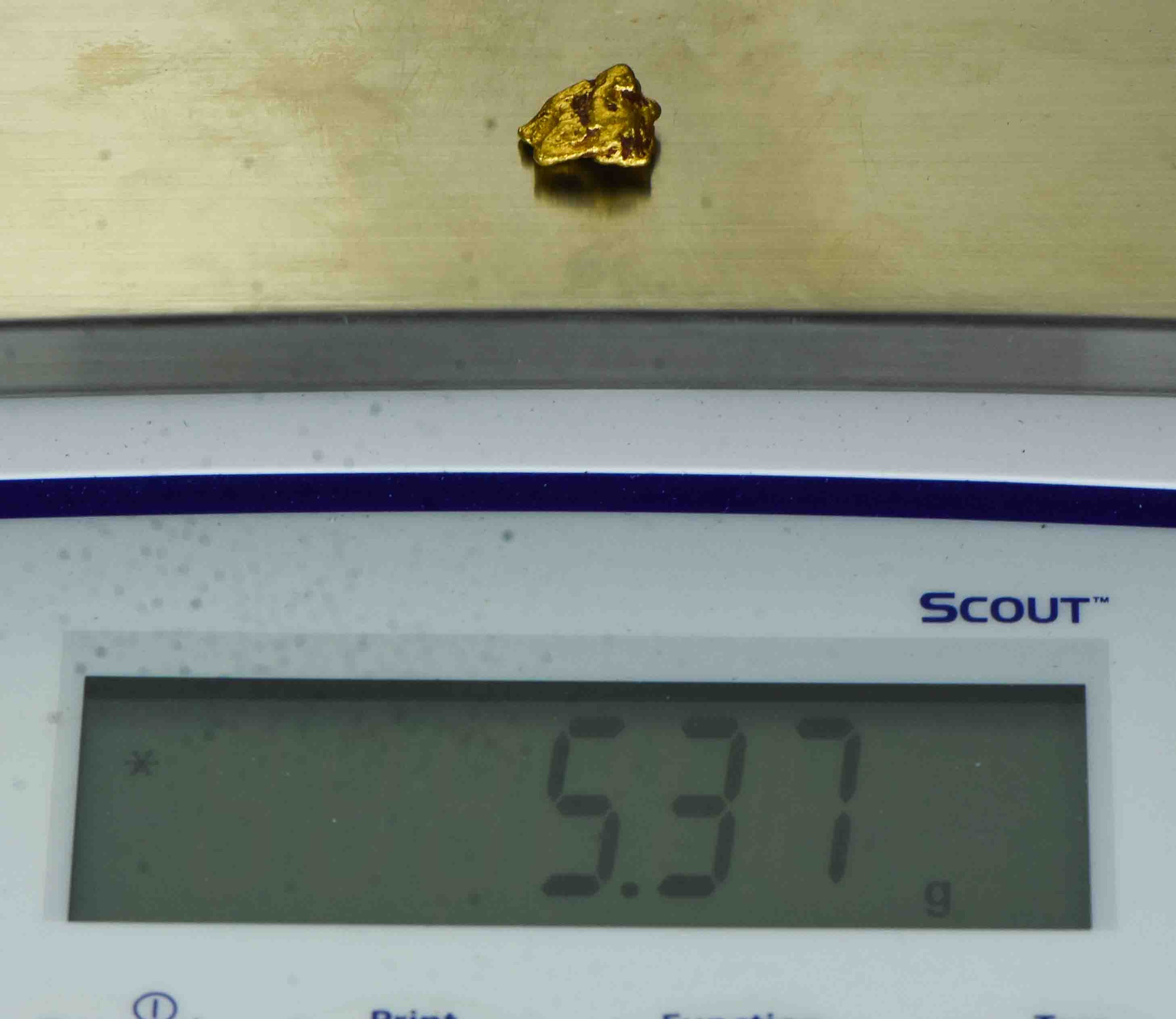 #1188 Natural Gold Nugget Australian 5.37 Grams Genuine