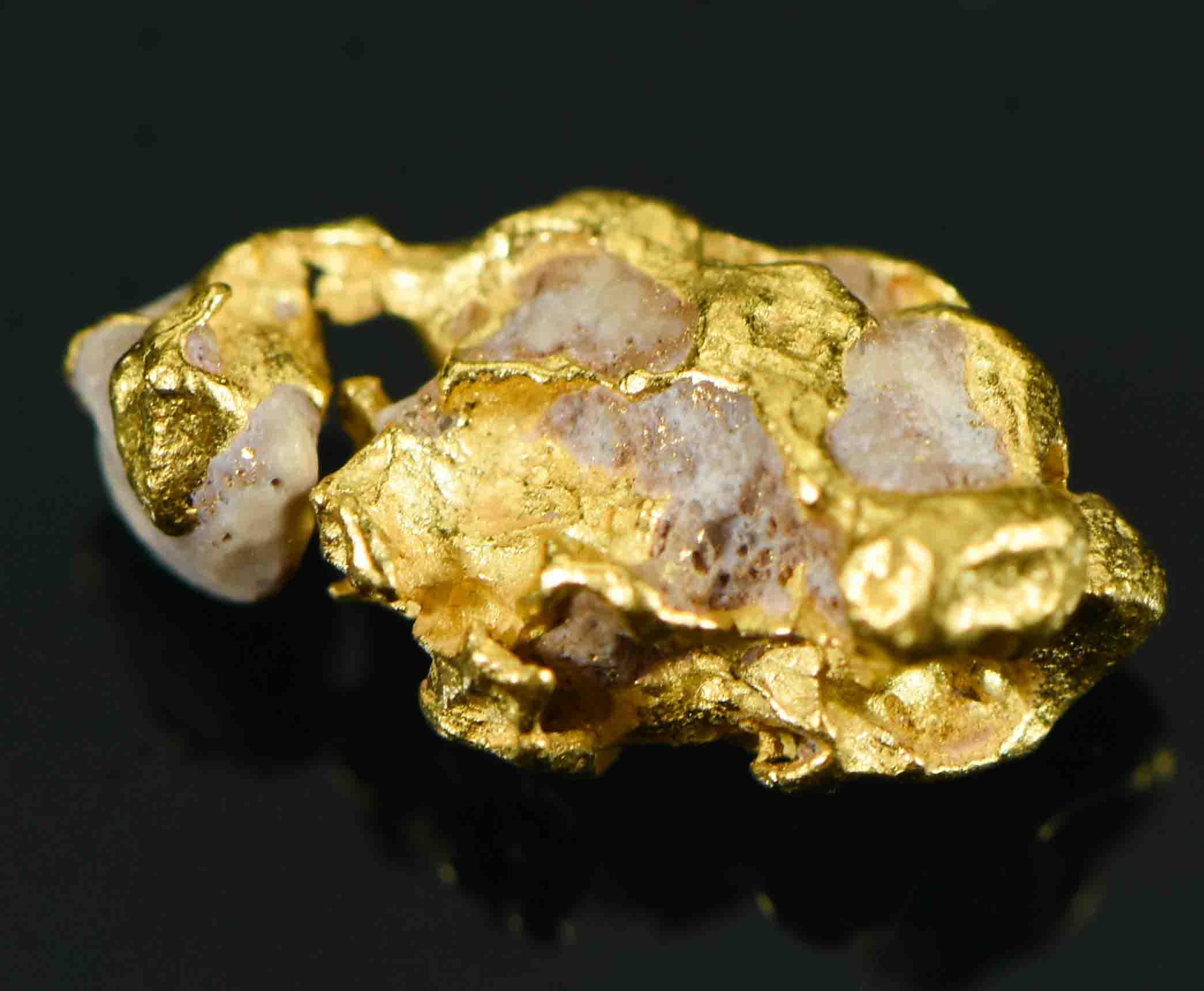 #1 Australian Natural Gold Nugget With Quartz Weighs .94 Grams.