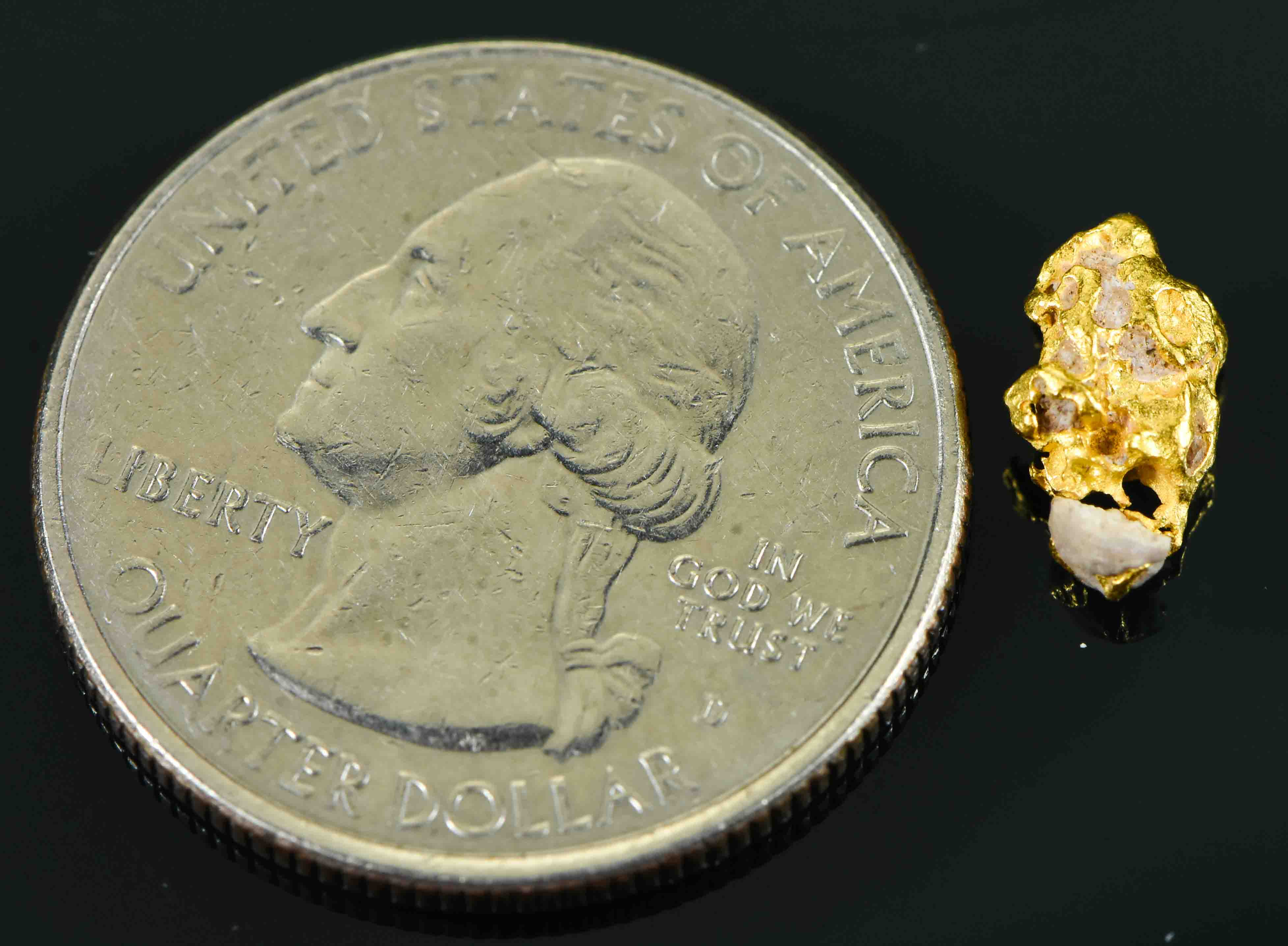#1 Australian Natural Gold Nugget With Quartz Weighs .94 Grams.