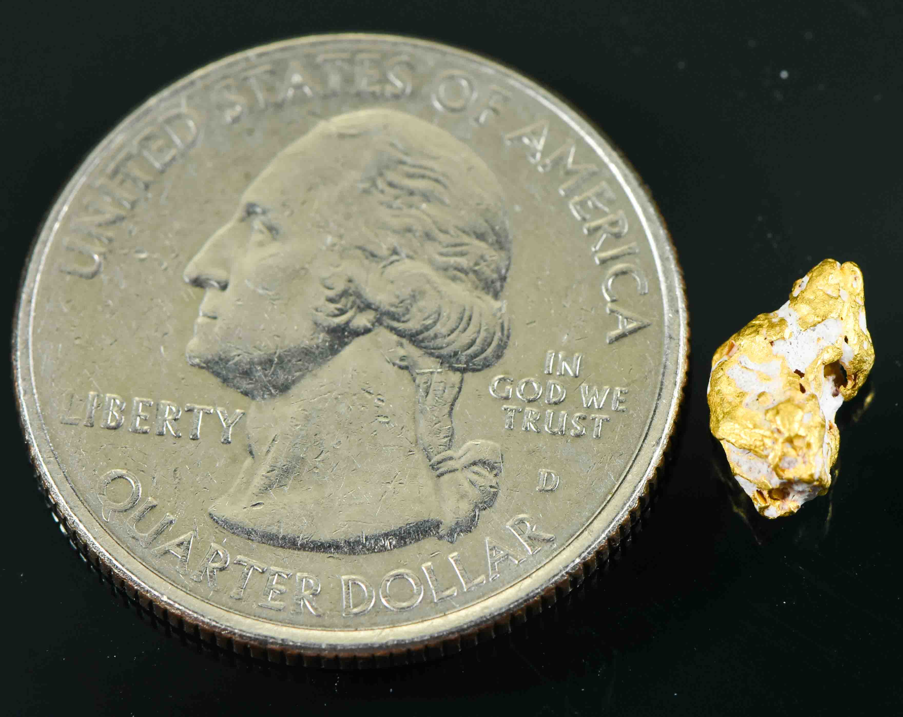 #18 Australian Natural Gold Nugget With Quartz Weighs 1.02 Grams.