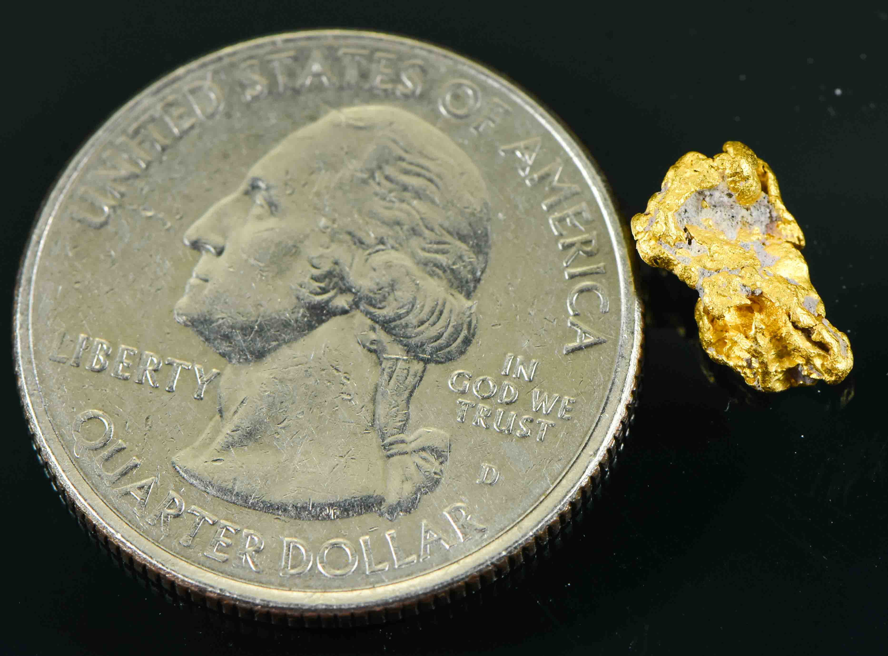 #19 Australian Natural Gold Nugget With Quartz Weighs 1.17 Grams.