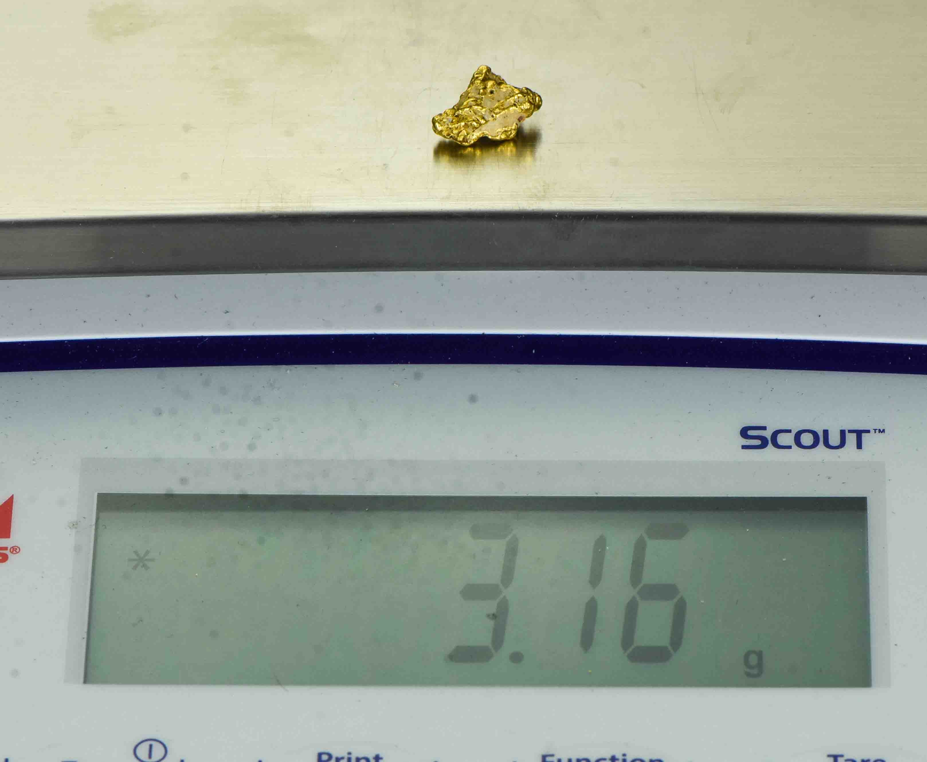 #21 Australian Natural Gold Nugget With Quartz Weighs 3.16 Grams.