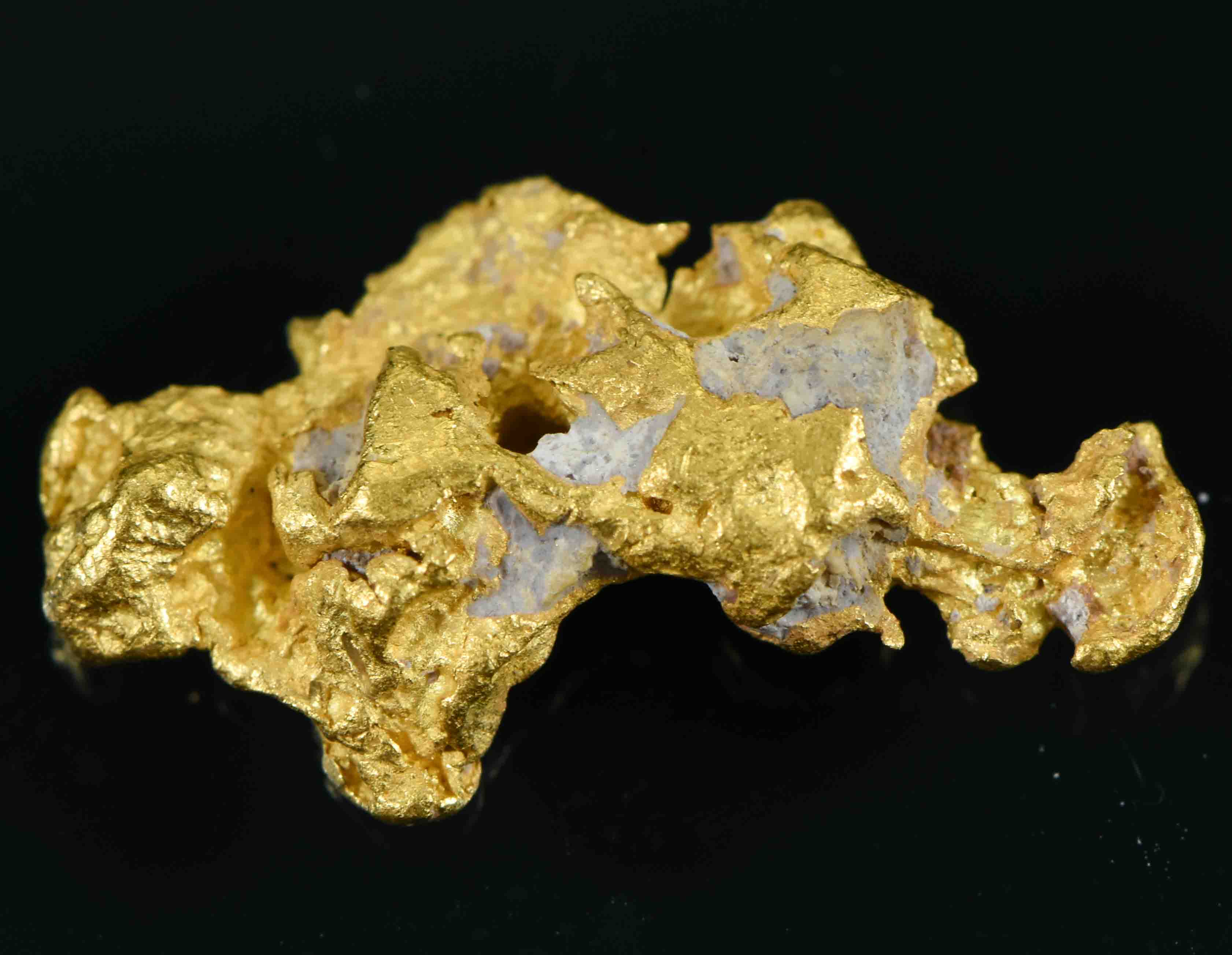 #22 Australian Natural Gold Nugget With Quartz Weighs 3.05 Grams.