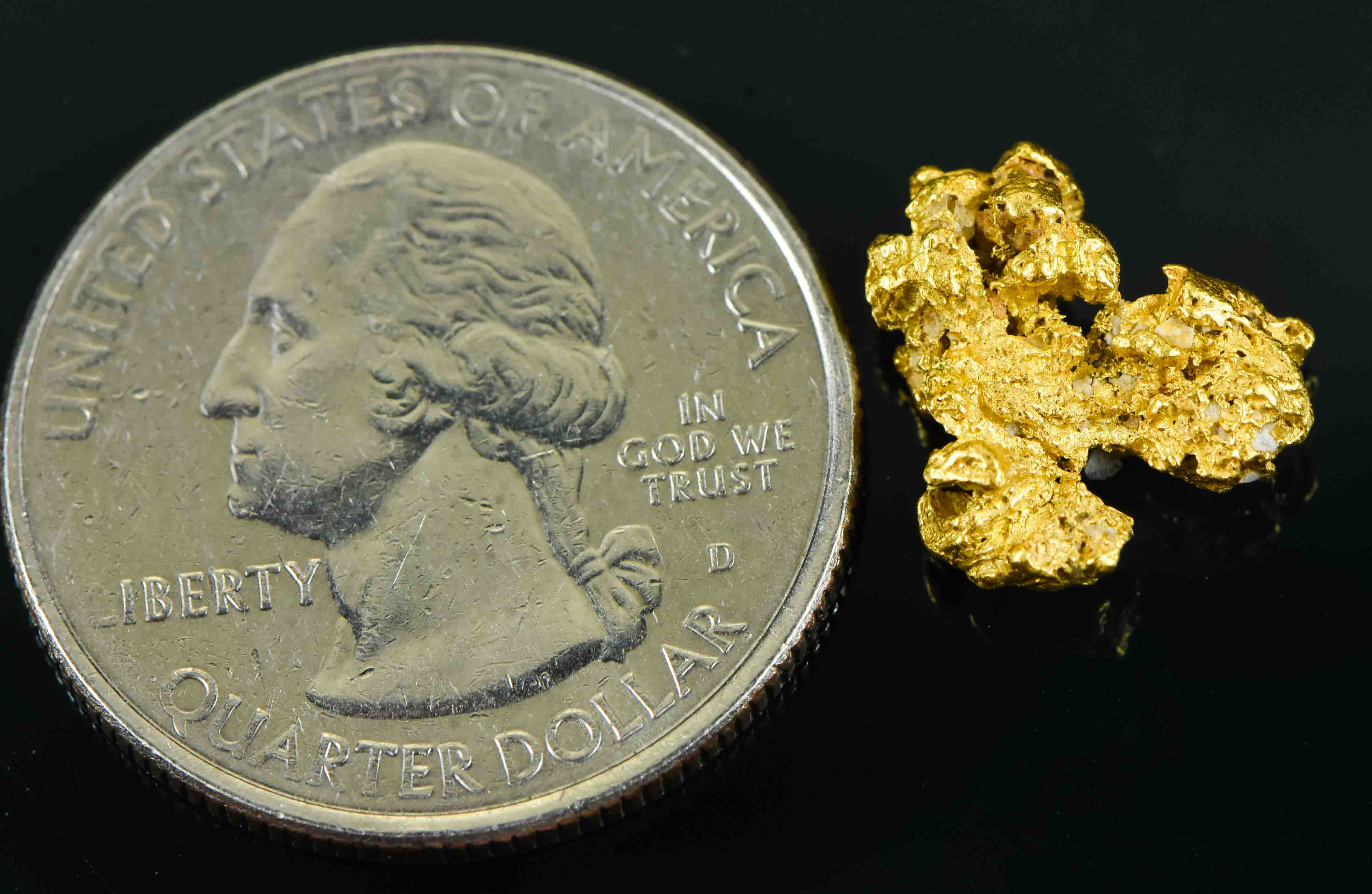 #24 Australian Natural Gold Nugget With Quartz Weighs 2.19 Grams.