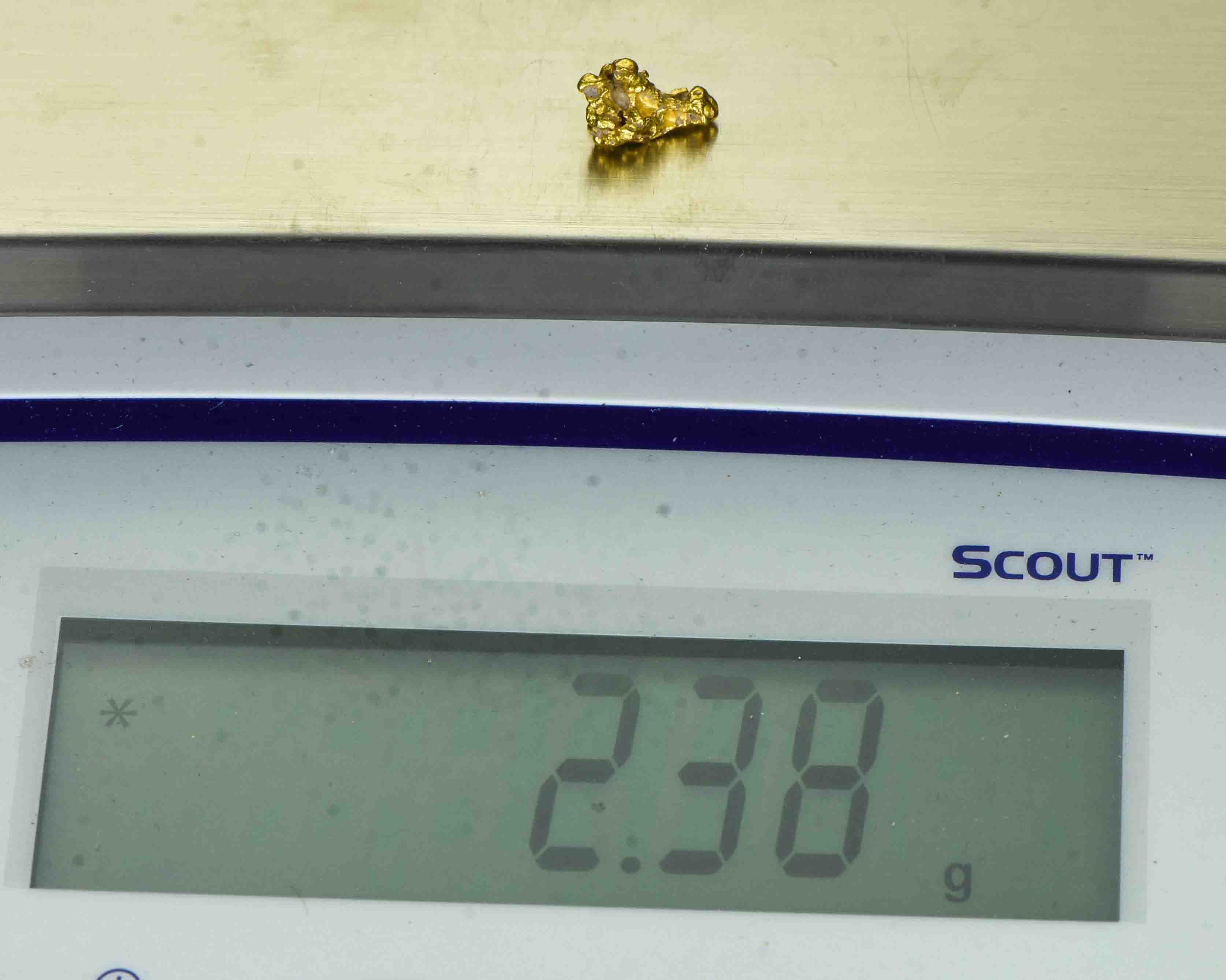 #25 Australian Natural Gold Nugget With Quartz Weighs 2.38 Grams.