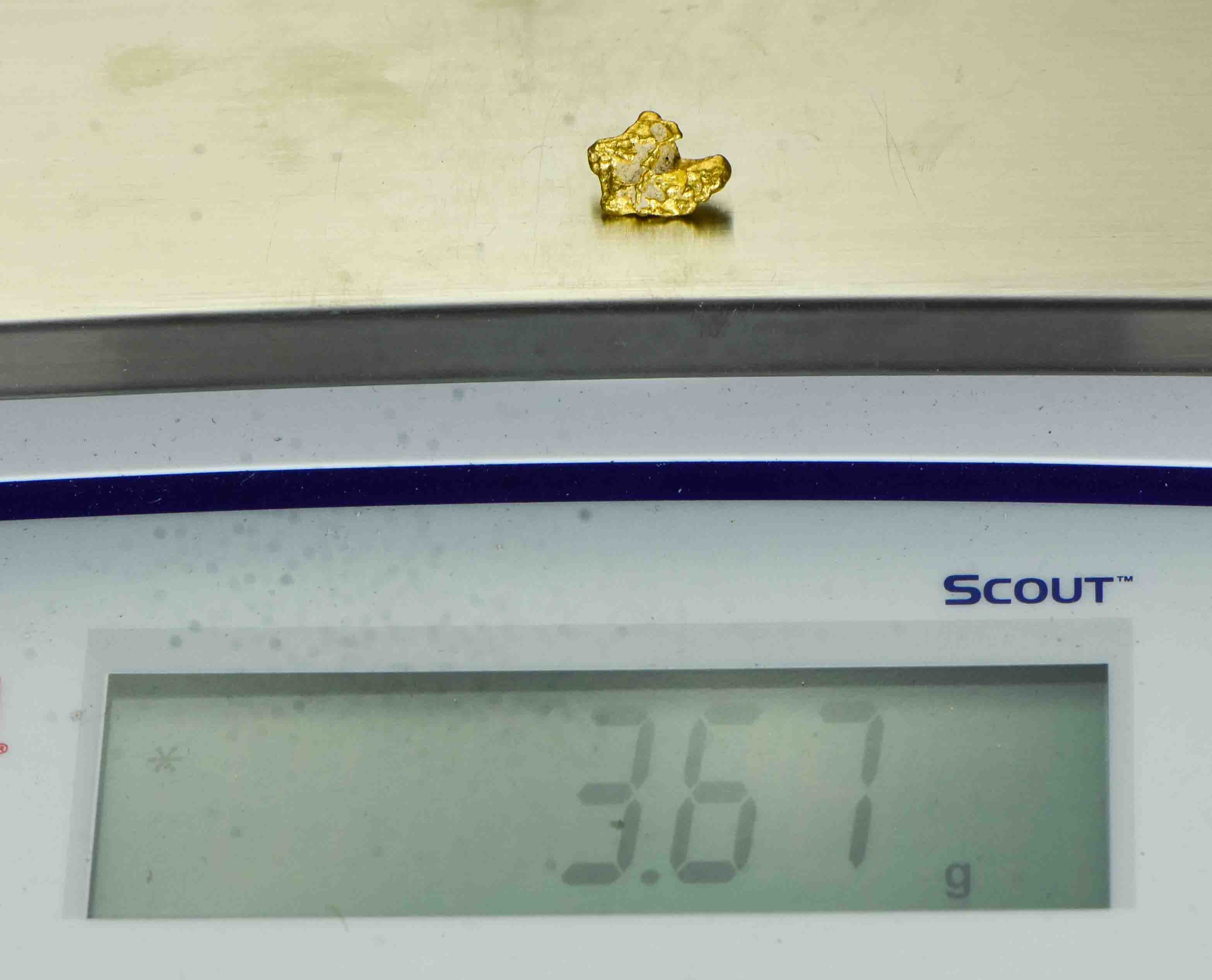 #28 Australian Natural Gold Nugget With Quartz Weighs 3.67 Grams.