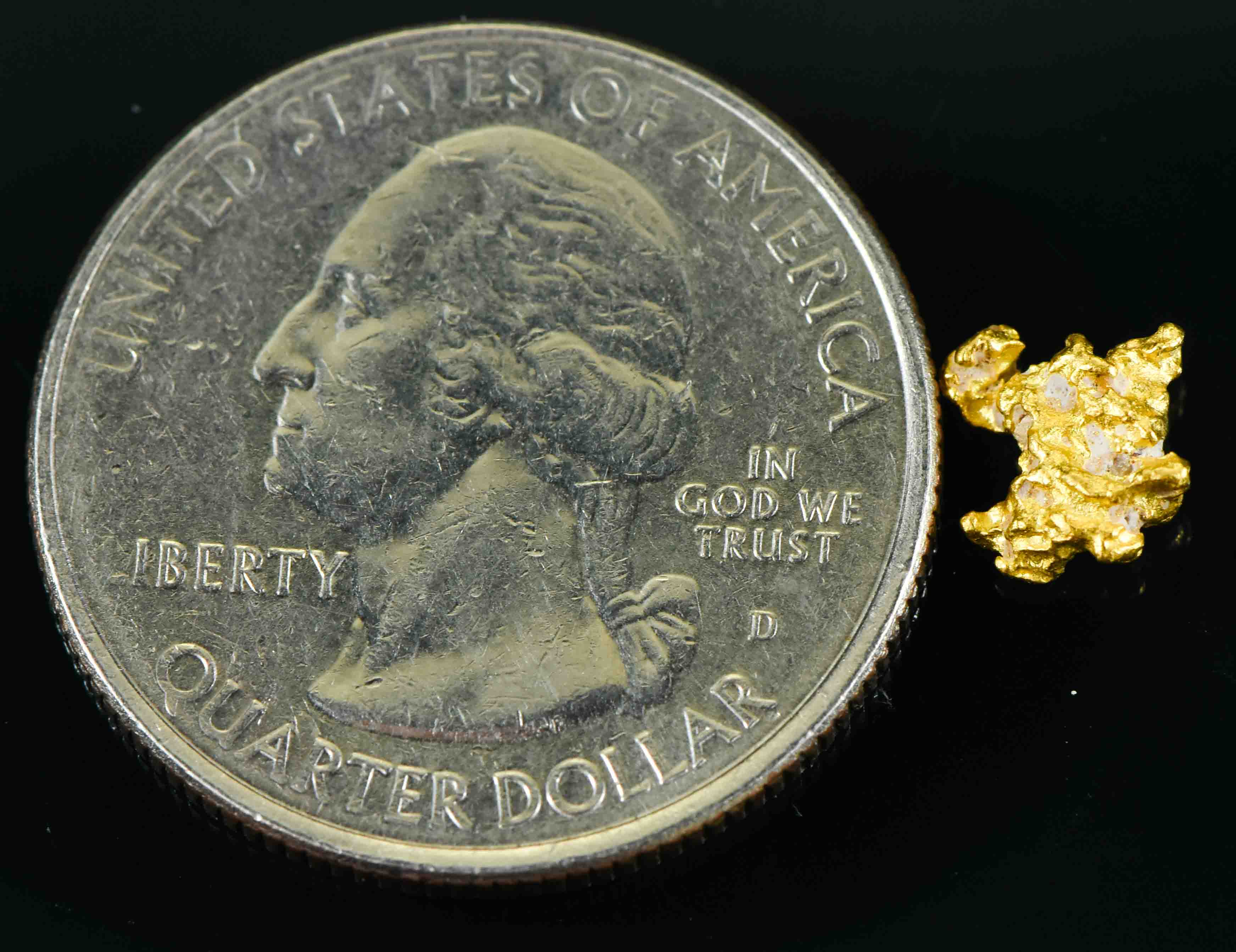 #29 Australian Natural Gold Nugget With Quartz Weighs .56 Grams.