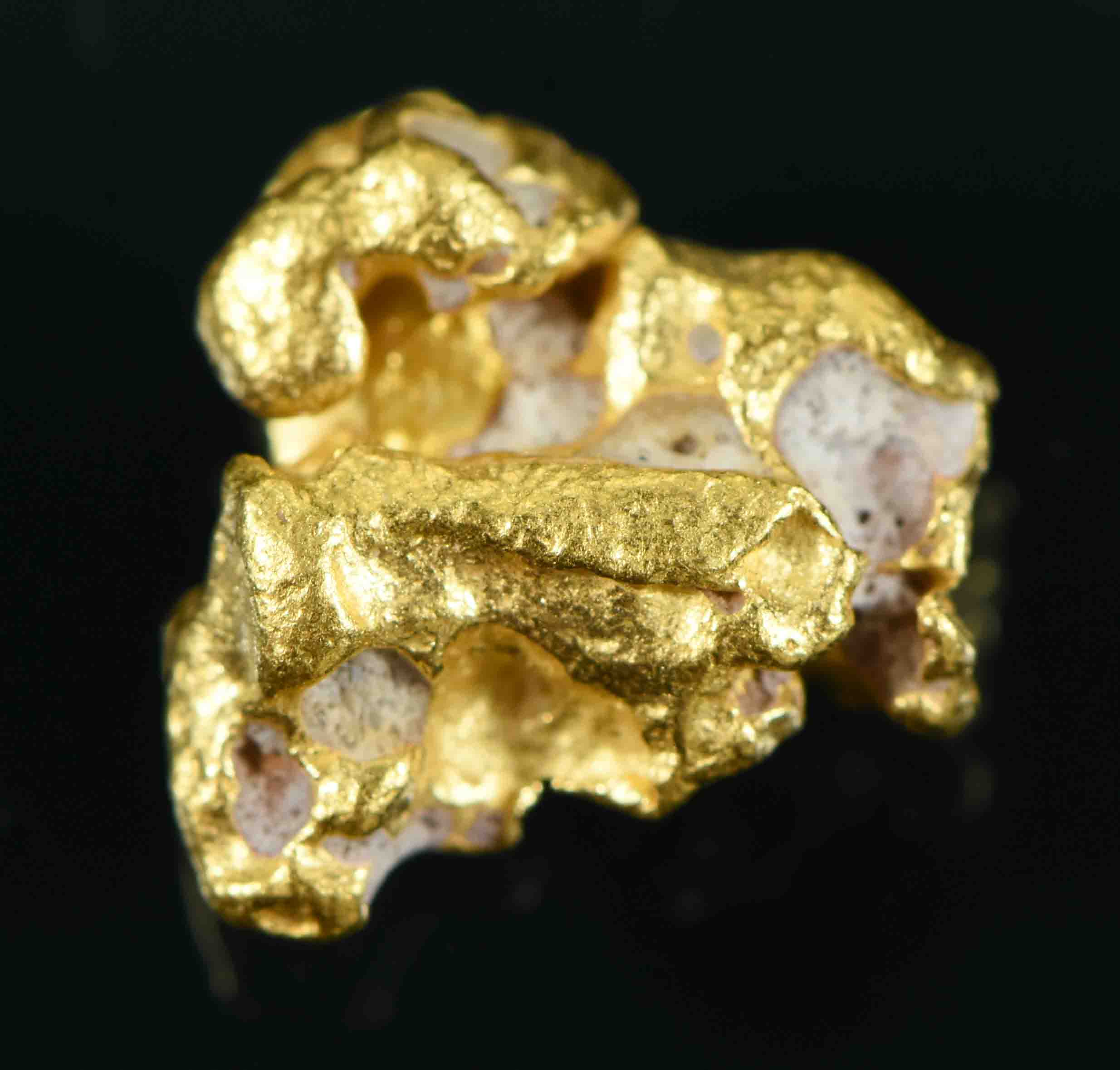 #30 Australian Natural Gold Nugget With Quartz Weighs 2.20 Grams.