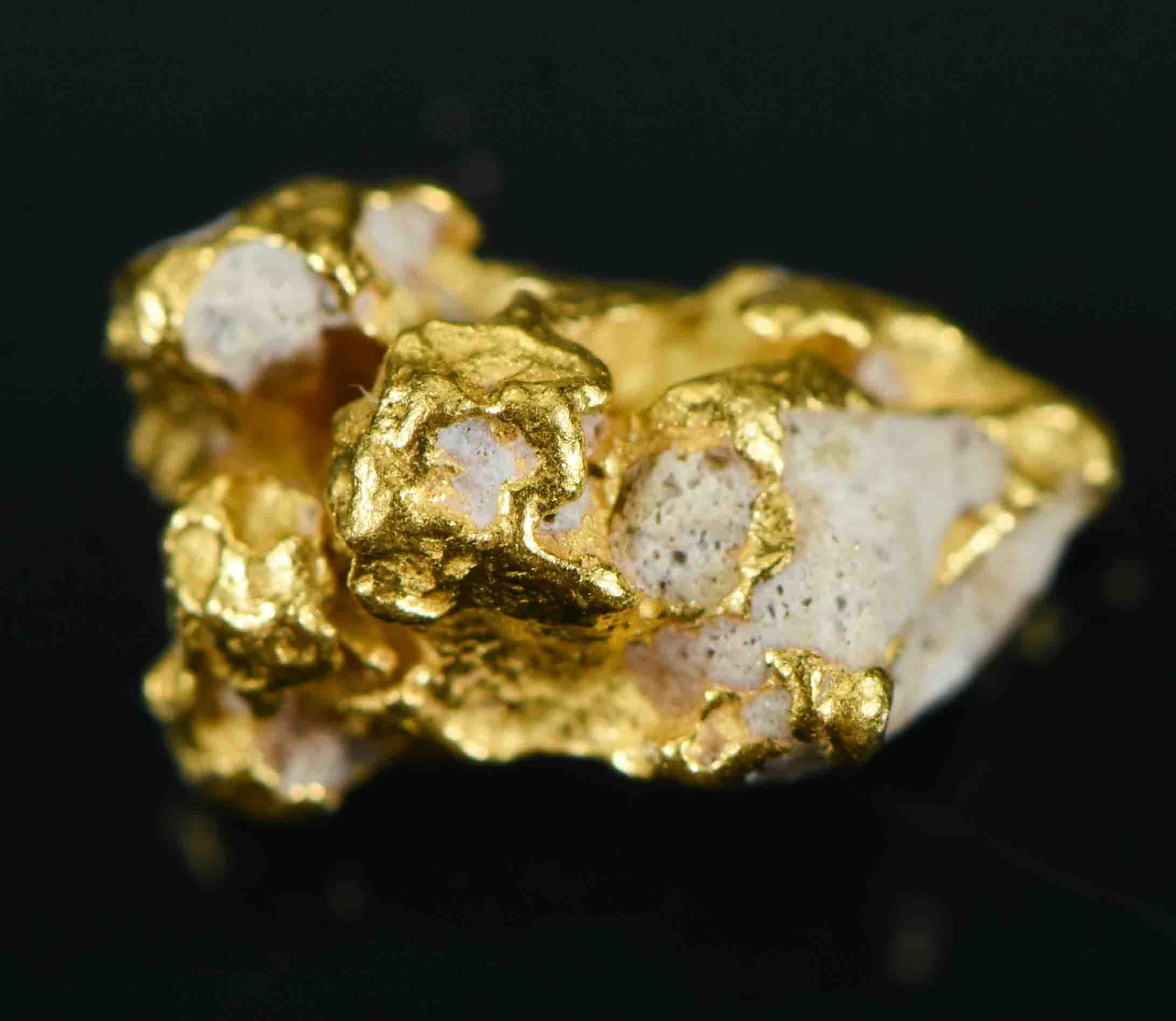 #33 Australian Natural Gold Nugget With Quartz Weighs 1.23 Grams.