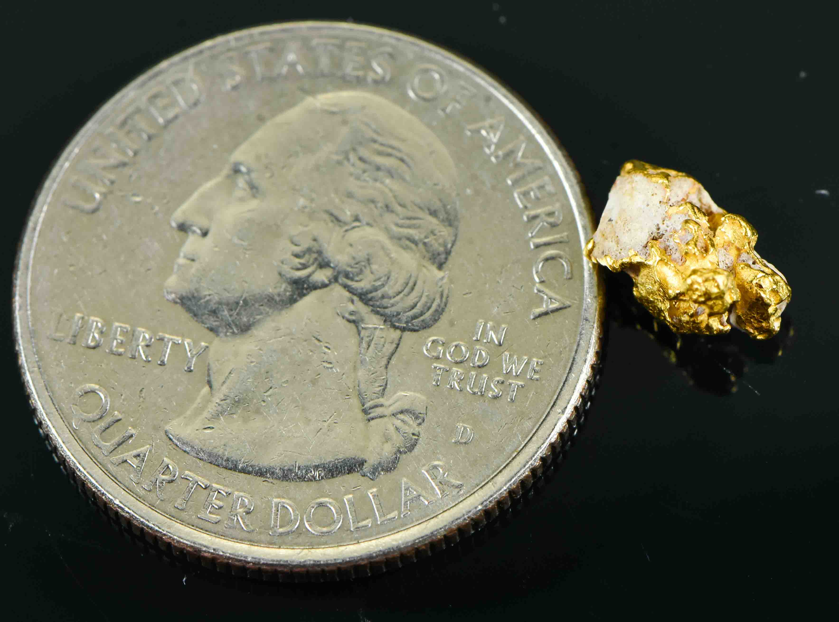 #33 Australian Natural Gold Nugget With Quartz Weighs 1.23 Grams.