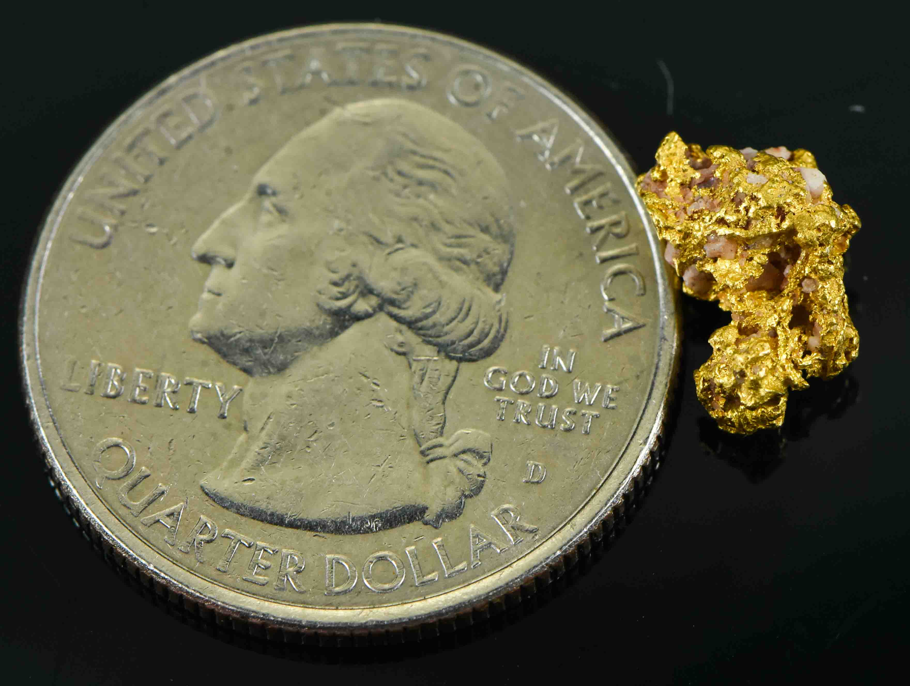 #34 Australian Natural Gold Nugget With Quartz Weighs 1.42 Grams.