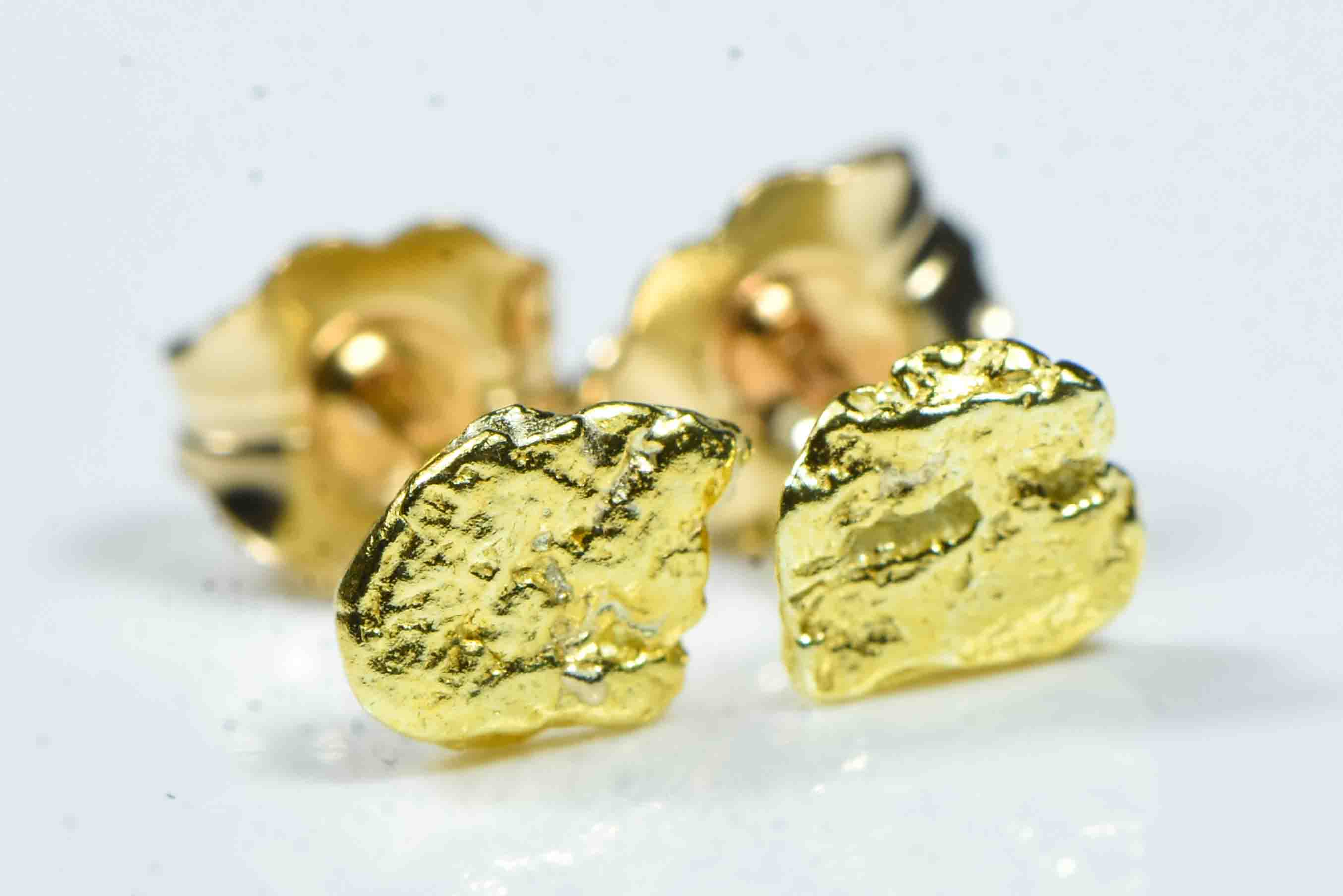 #581 Alaskan-Yukon BC Natural Gold Nugget Earrings 1.01 Grams