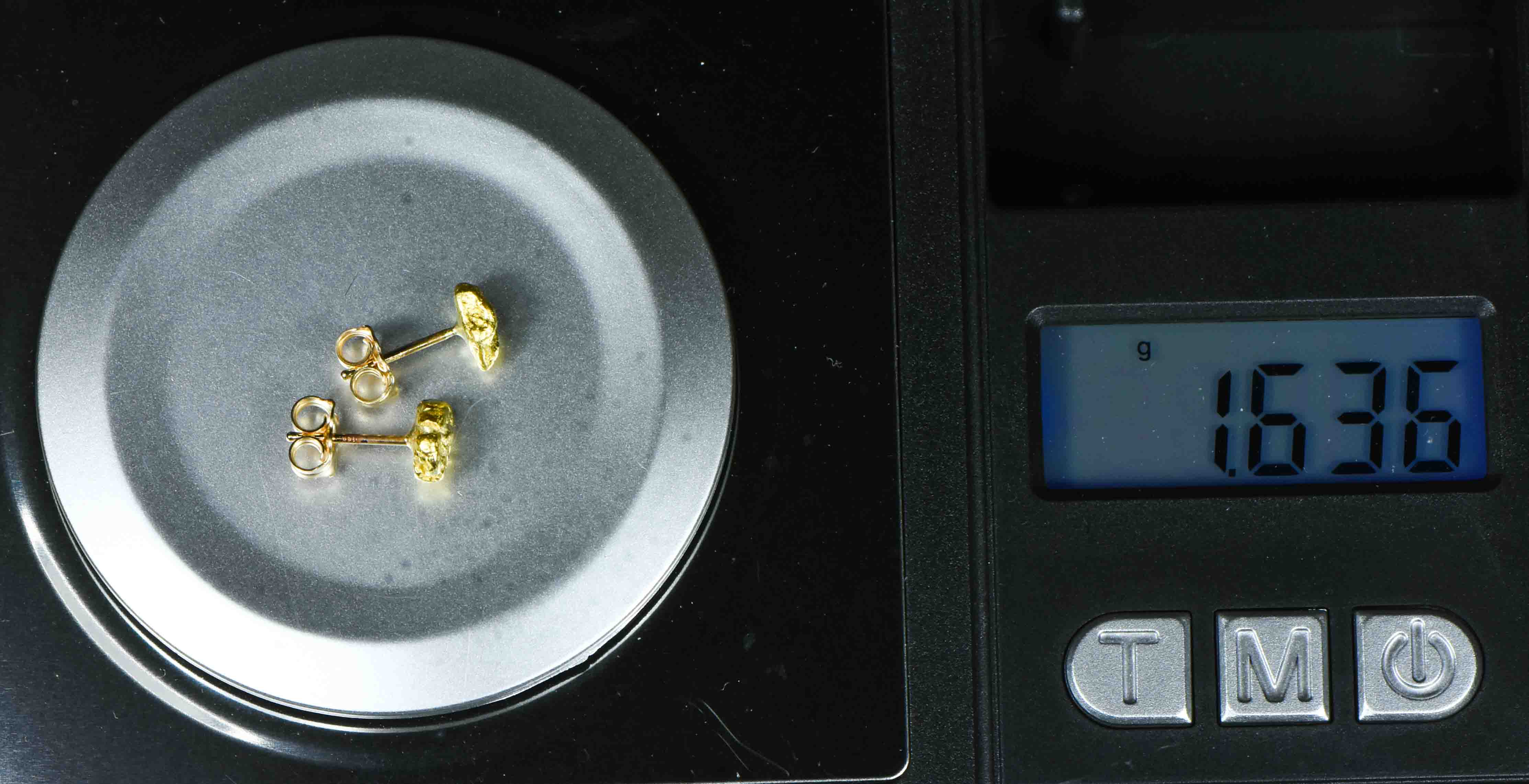 #585 Alaskan-Yukon BC Natural Gold Nugget Earrings 1.63 Grams