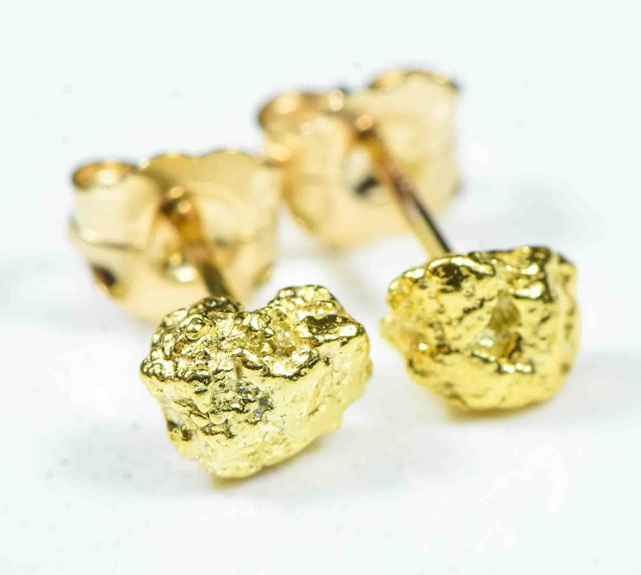 #586 Alaskan-Yukon BC Natural Gold Nugget Earrings 1.46 Grams