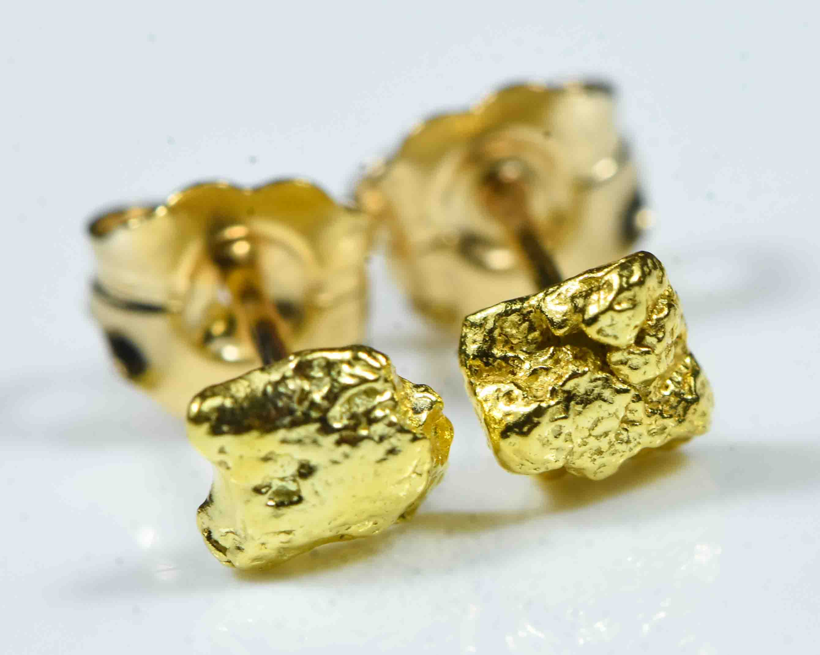 #589 Alaskan-Yukon BC Natural Gold Nugget Earrings 1.05 Grams