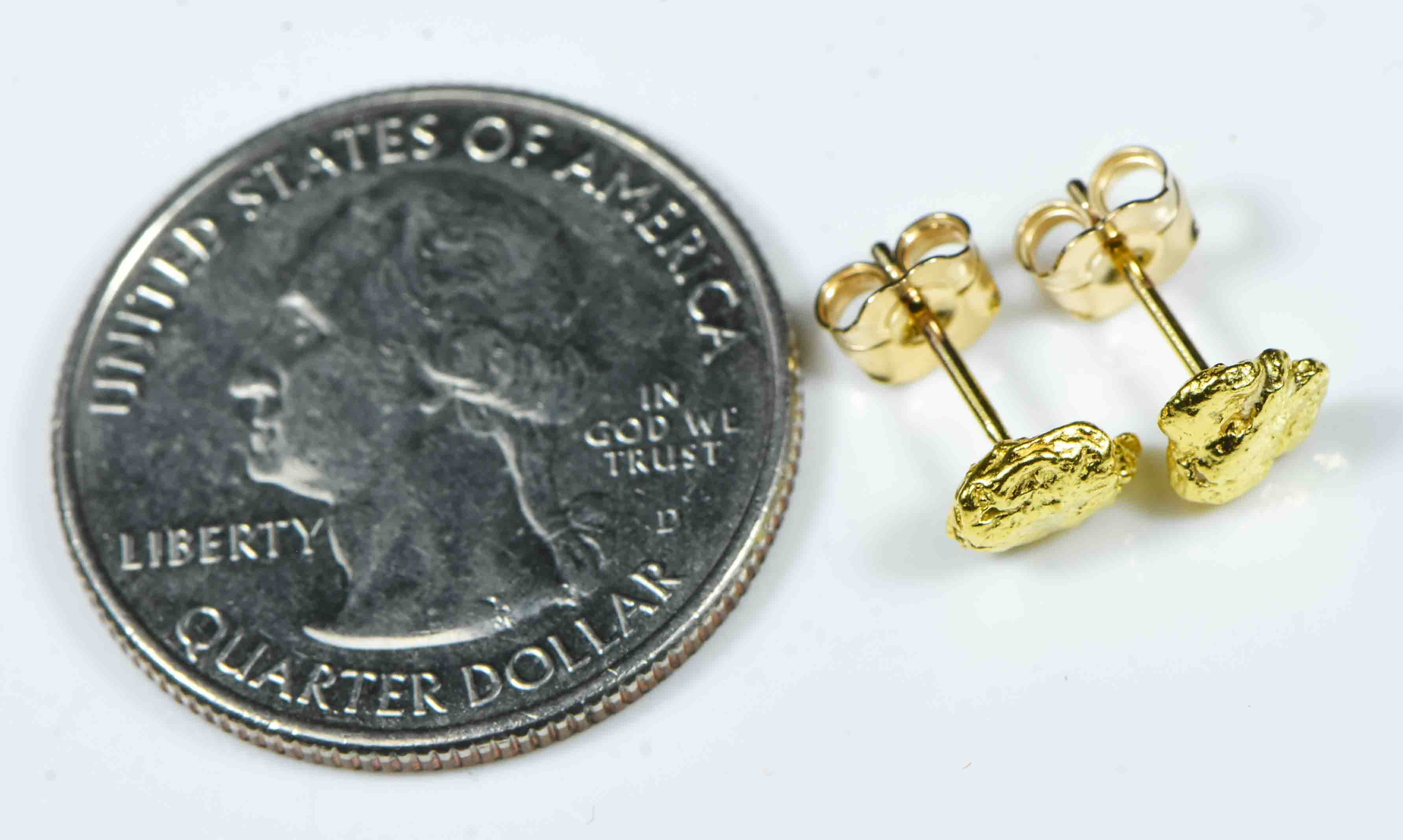 #593 Alaskan-Yukon BC Natural Gold Nugget Earrings 1.55 Grams
