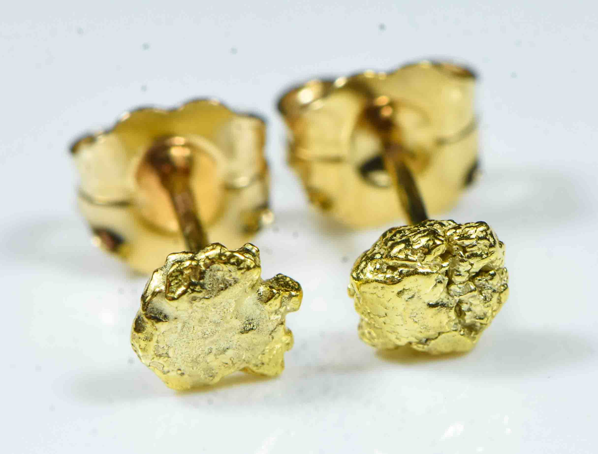 #594 Alaskan-Yukon BC Natural Gold Nugget Earrings .85 Grams