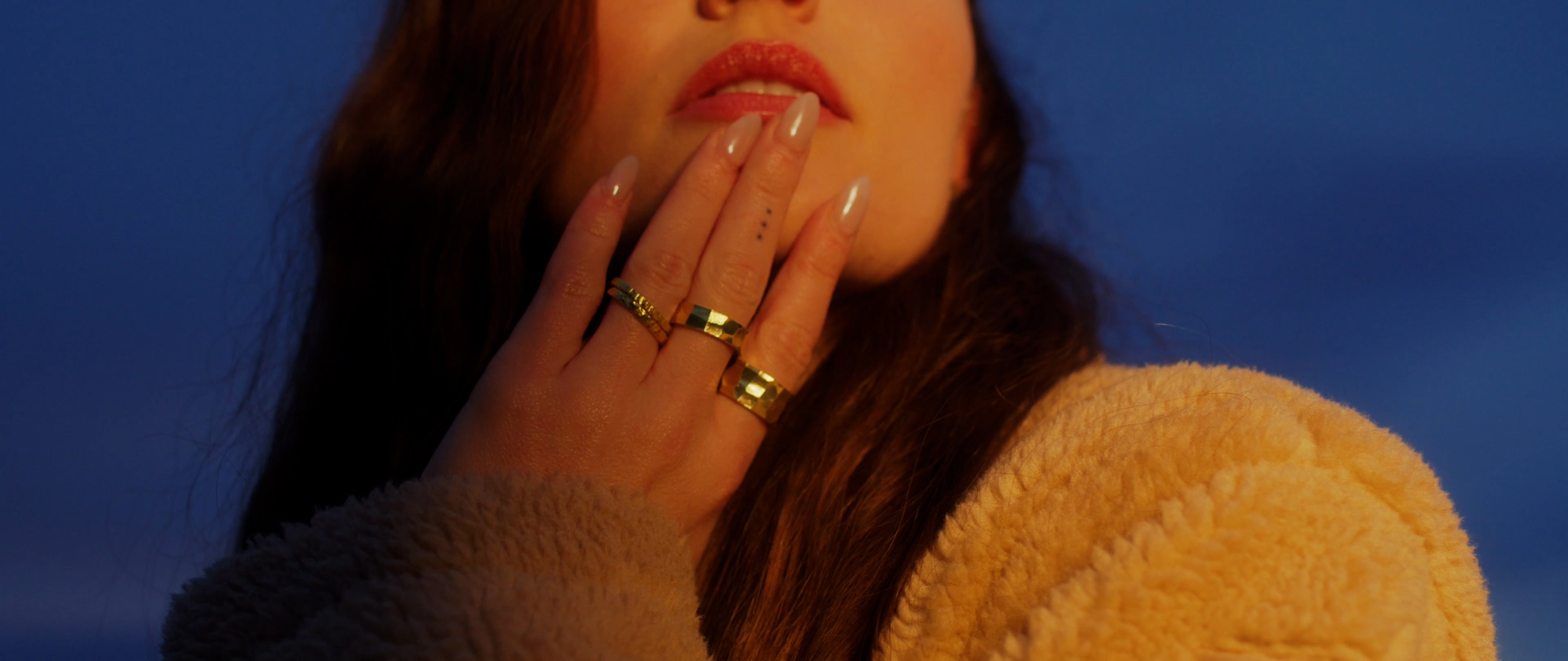 Set of 3 Handcrafted Genuine Gold Nugget Hammered Stackable Rings - Artisan Jewelry