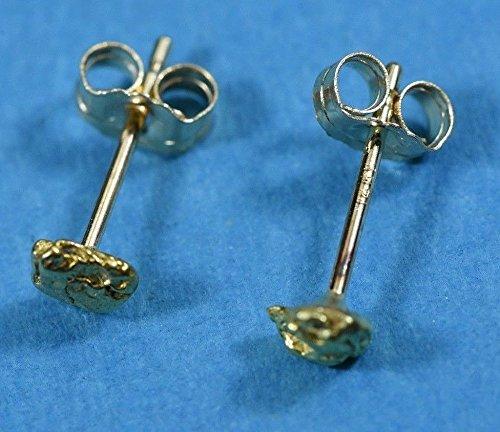 Alaskan-Yukon Bc Natural Gold Nugget Stud Earrings .40 To .50 Grams Alaskan