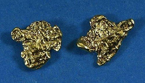 Alaskan-Yukon Bc Natural Gold Nugget Stud Earrings 1.20 To 1.30 Grams Alaskan