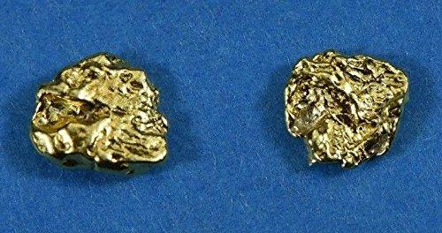 Alaskan-Yukon Bc Natural Gold Nugget Stud Earrings .80 To .90 Grams Alaskan