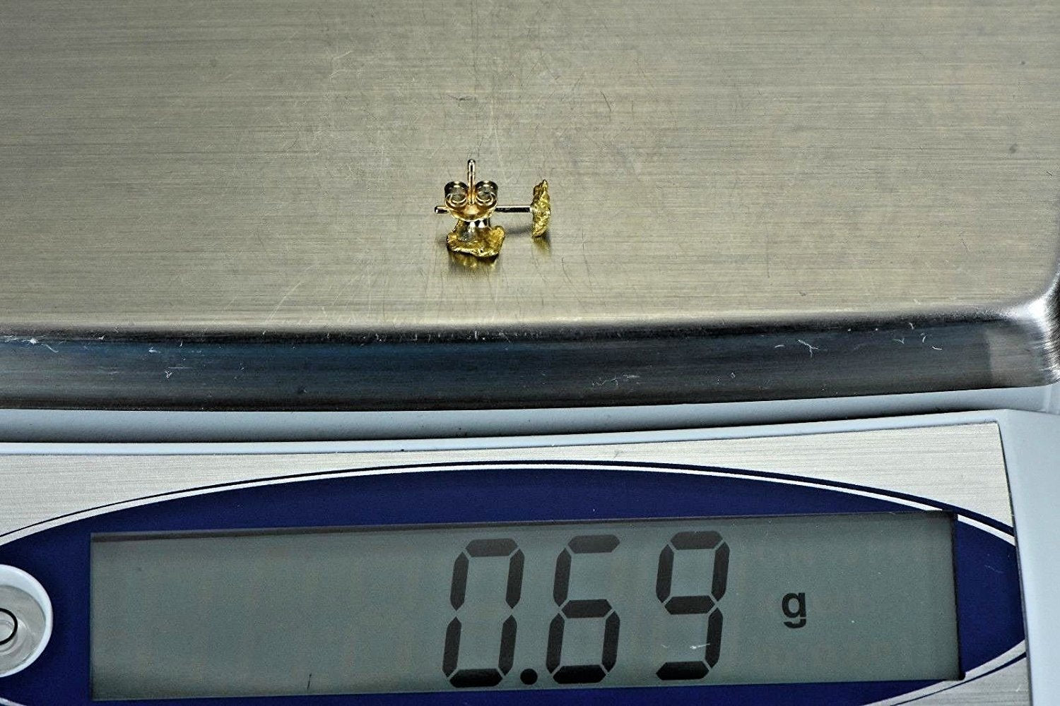 Alaskan-Yukon Bc Natural Gold Nugget Stud Earrings .60 To .70 Grams Alaskan