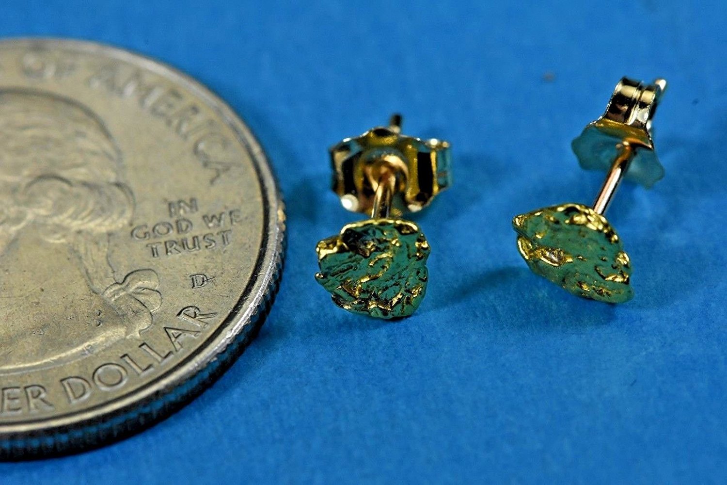 Alaskan-Yukon Bc Natural Gold Nugget Stud Earrings .80 To .90 Grams Alaskan
