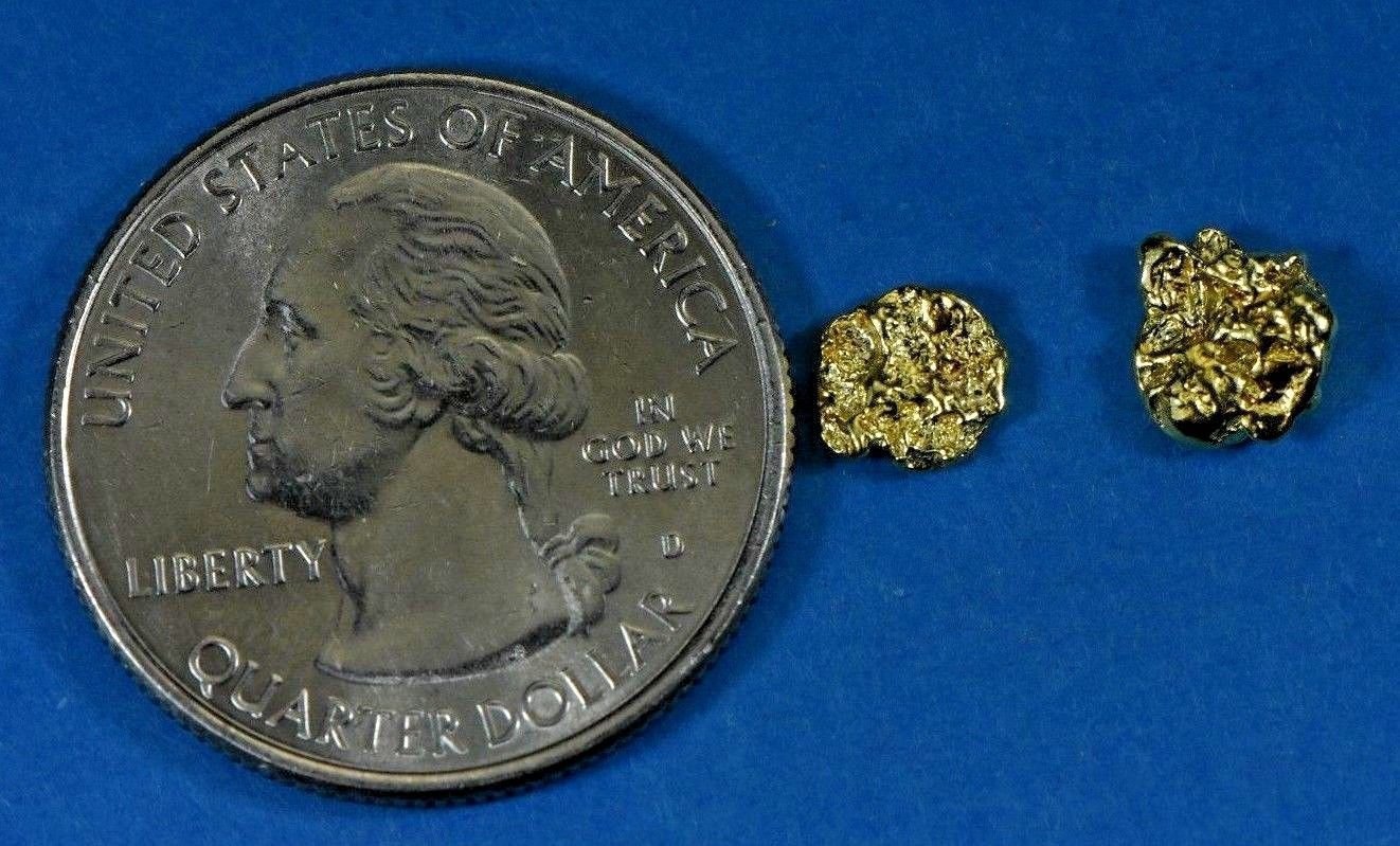 Alaskan-Yukon Bc Natural Gold Nugget Stud Earrings 1.40 To 1.50 Grams Alaskan