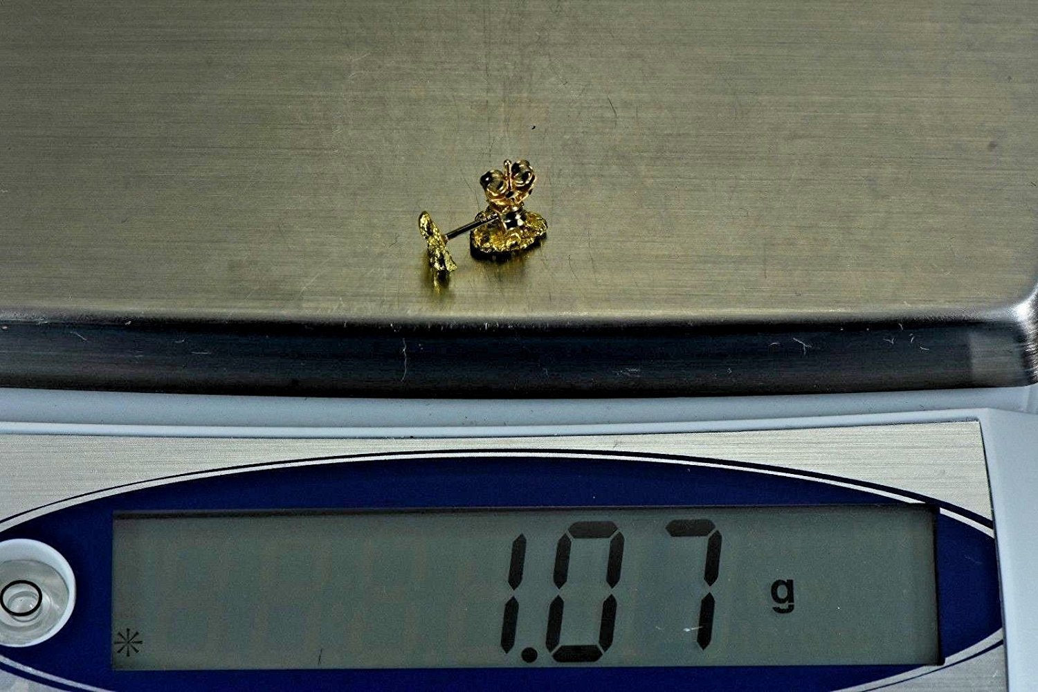 Alaskan-Yukon Bc Natural Gold Nugget Stud Earrings 1.00 To 1.10 Grams Alaskan