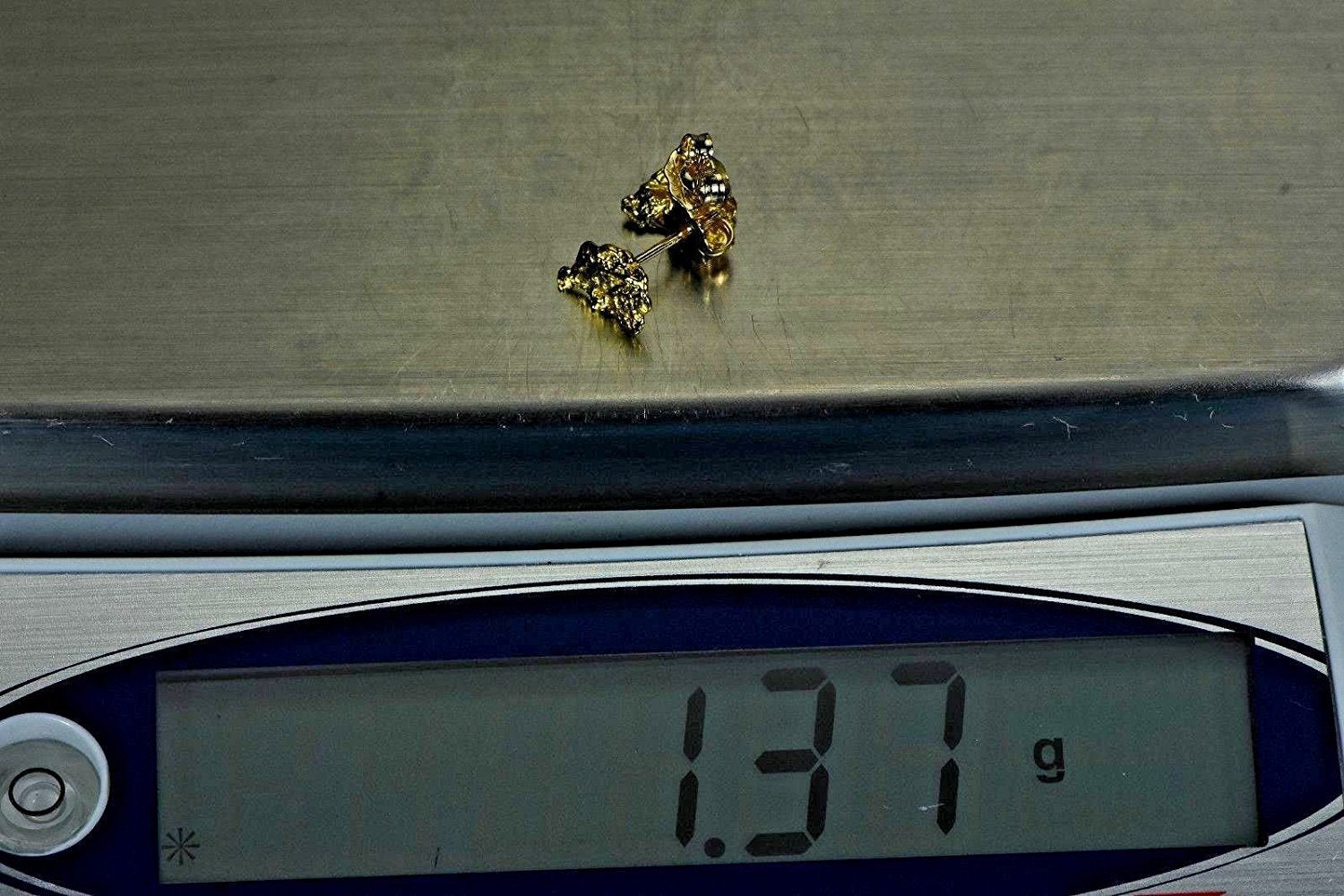 Alaskan-Yukon Bc Natural Gold Nugget Stud Earrings 1.30 To 1.40 Grams Alaskan