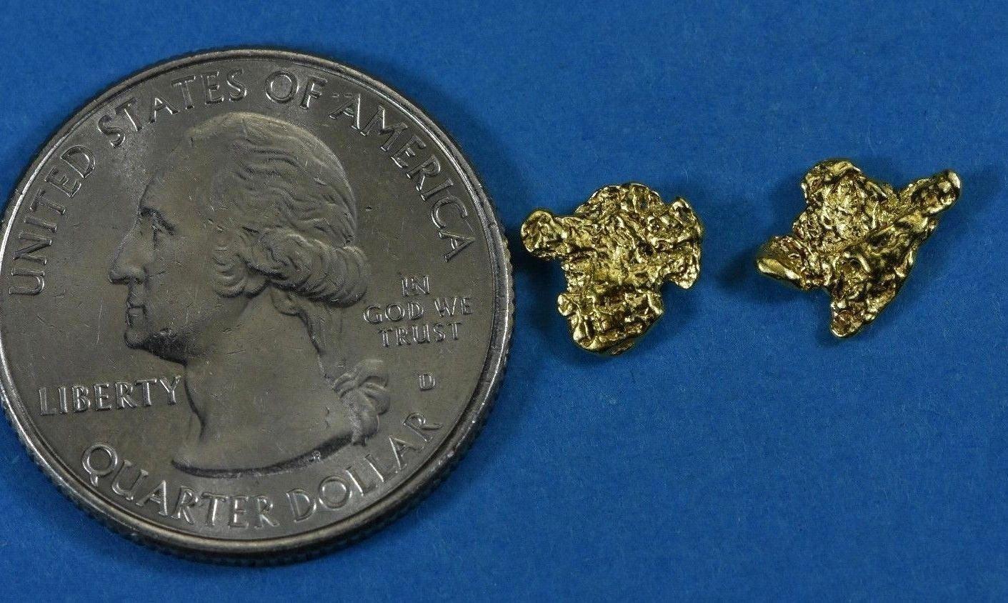 Alaskan-Yukon Bc Natural Gold Nugget Stud Earrings 1.20 To 1.30 Grams Alaskan