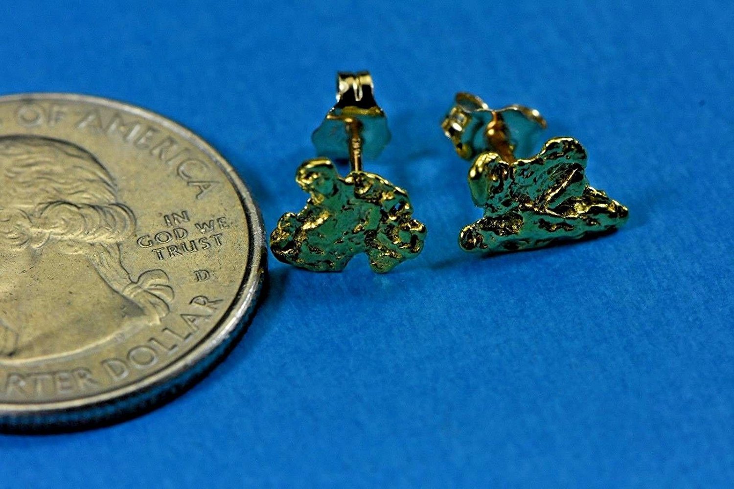 Alaskan-Yukon Bc Natural Gold Nugget Stud Earrings 1.20 To 1.30 Grams Alaskan