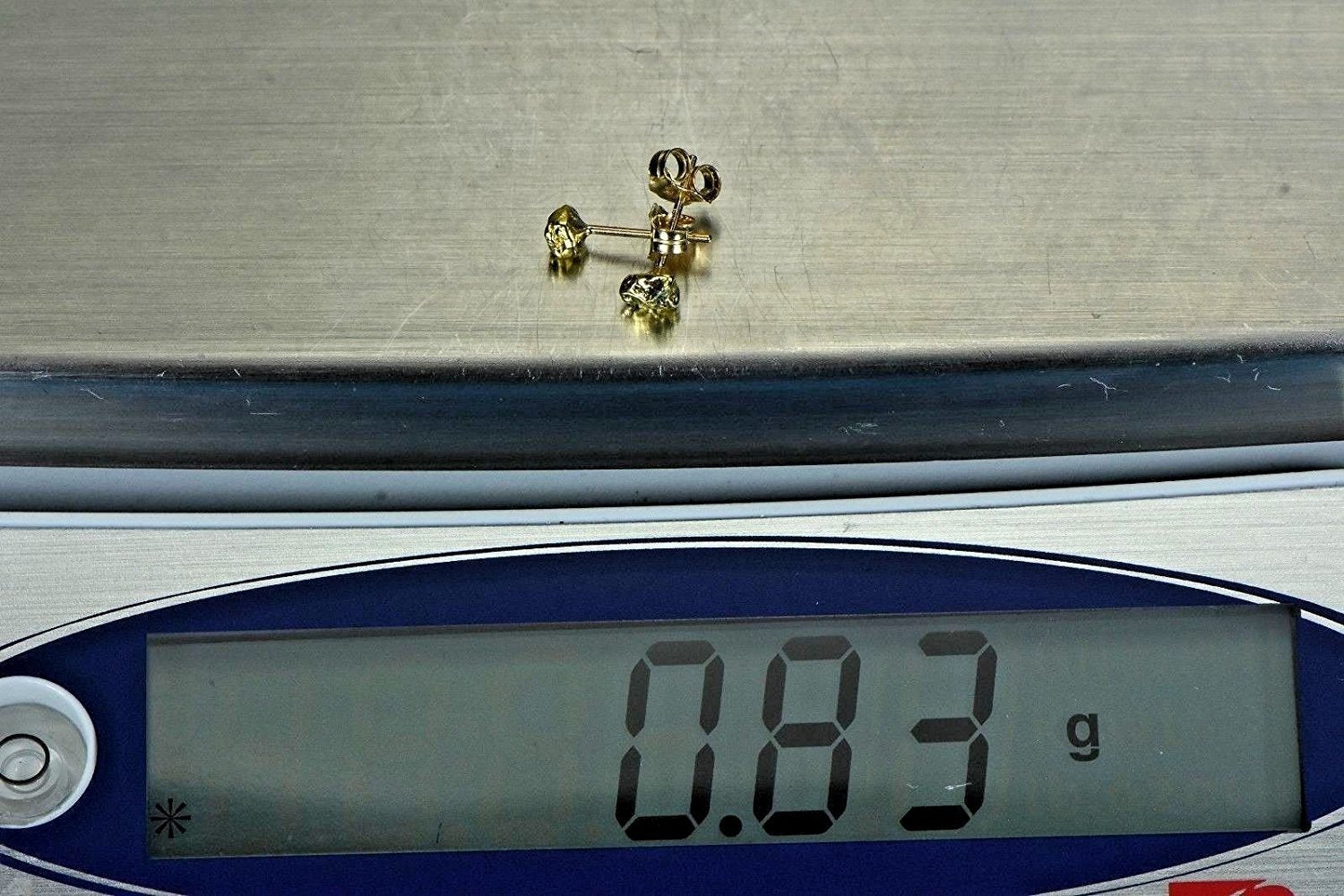 Alaskan-Yukon Bc Natural Gold Nugget Stud Earrings .80 To .90 Grams Alaskan