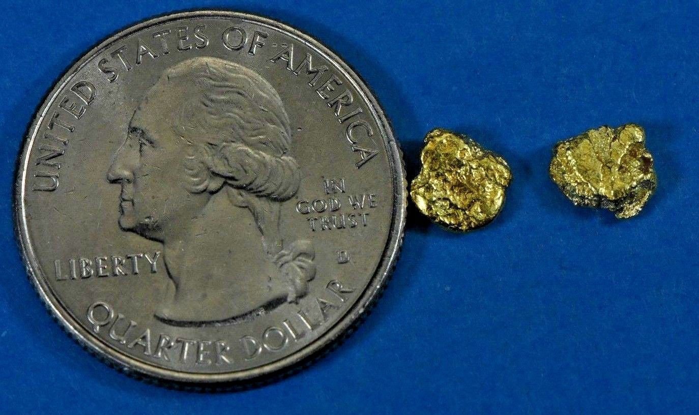 Alaskan-Yukon Bc Natural Gold Nugget Stud Earrings 1.30 To 1.40 Grams Alaskan