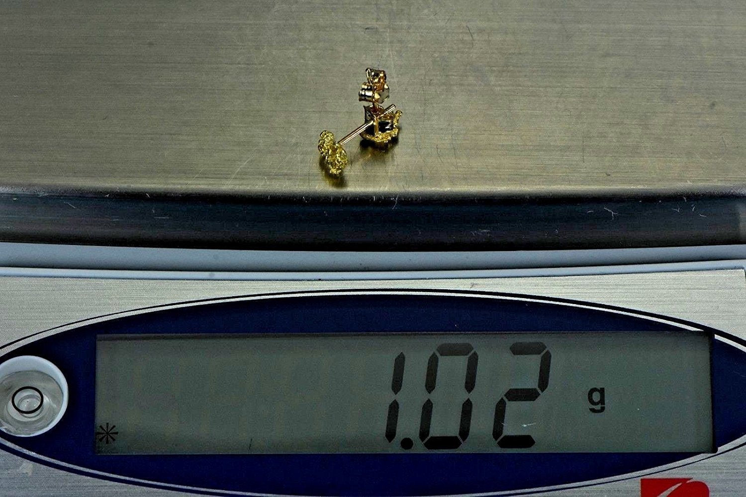Alaskan-Yukon Bc Natural Gold Nugget Stud Earrings 1.00 To 1.10 Grams Alaskan