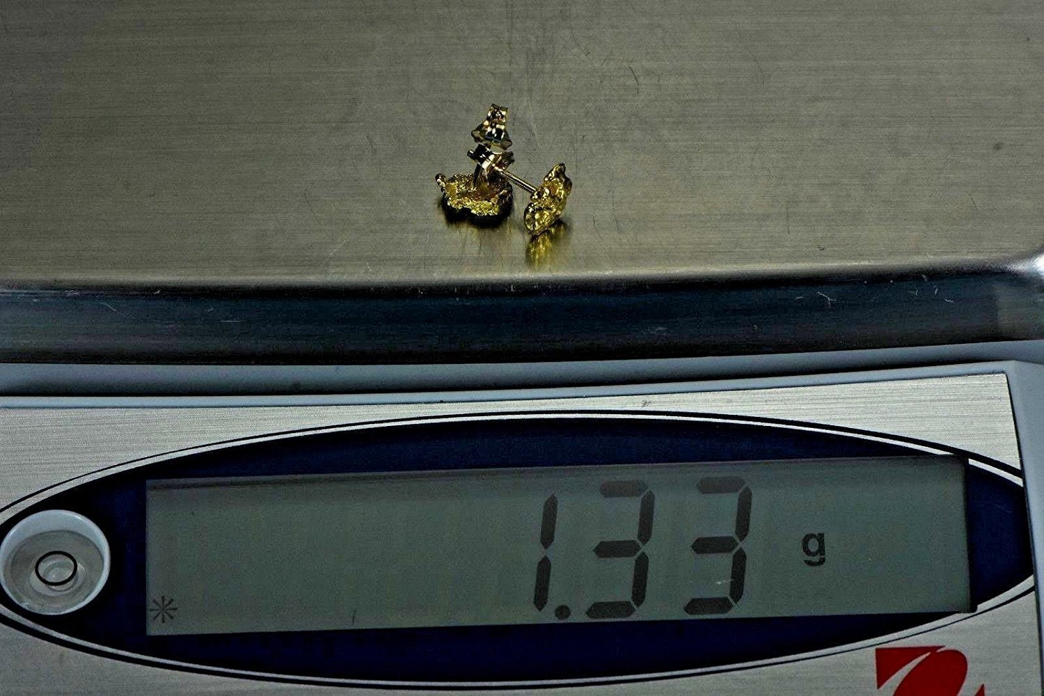 Alaskan-Yukon Bc Natural Gold Nugget Stud Earrings 1.30 To 1.40 Grams Alaskan
