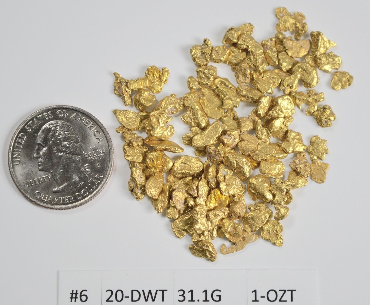 Alaskan Yukon Bc Gold Rush Nuggets #6 Mesh 2 Troy Ounce 62.2 Gram 40 Dwt Flake