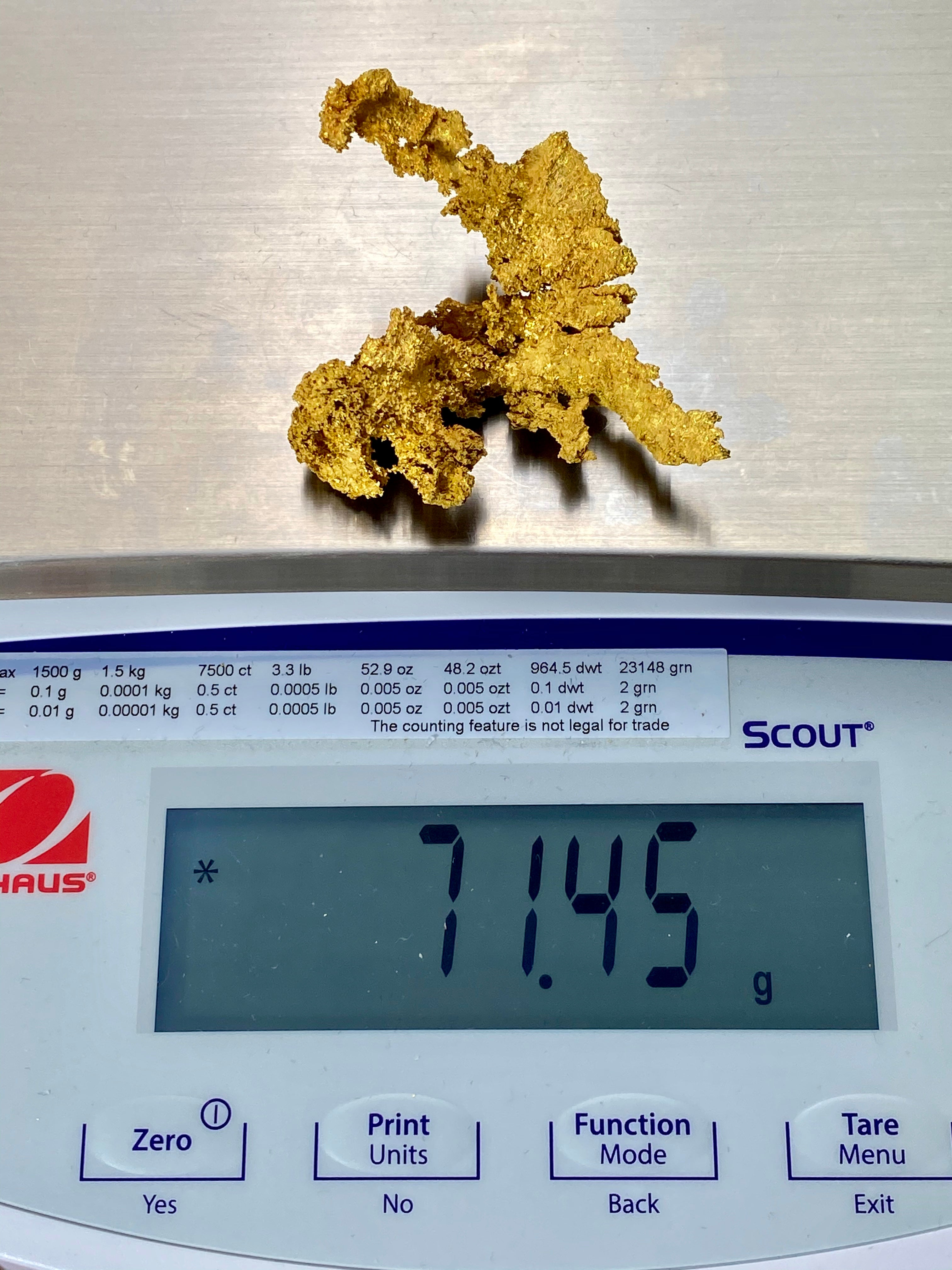 #0220 Large Crystalline Gold Specimen Original 16-1 Mine California 71.45 Grams Genuine 2.3 oz