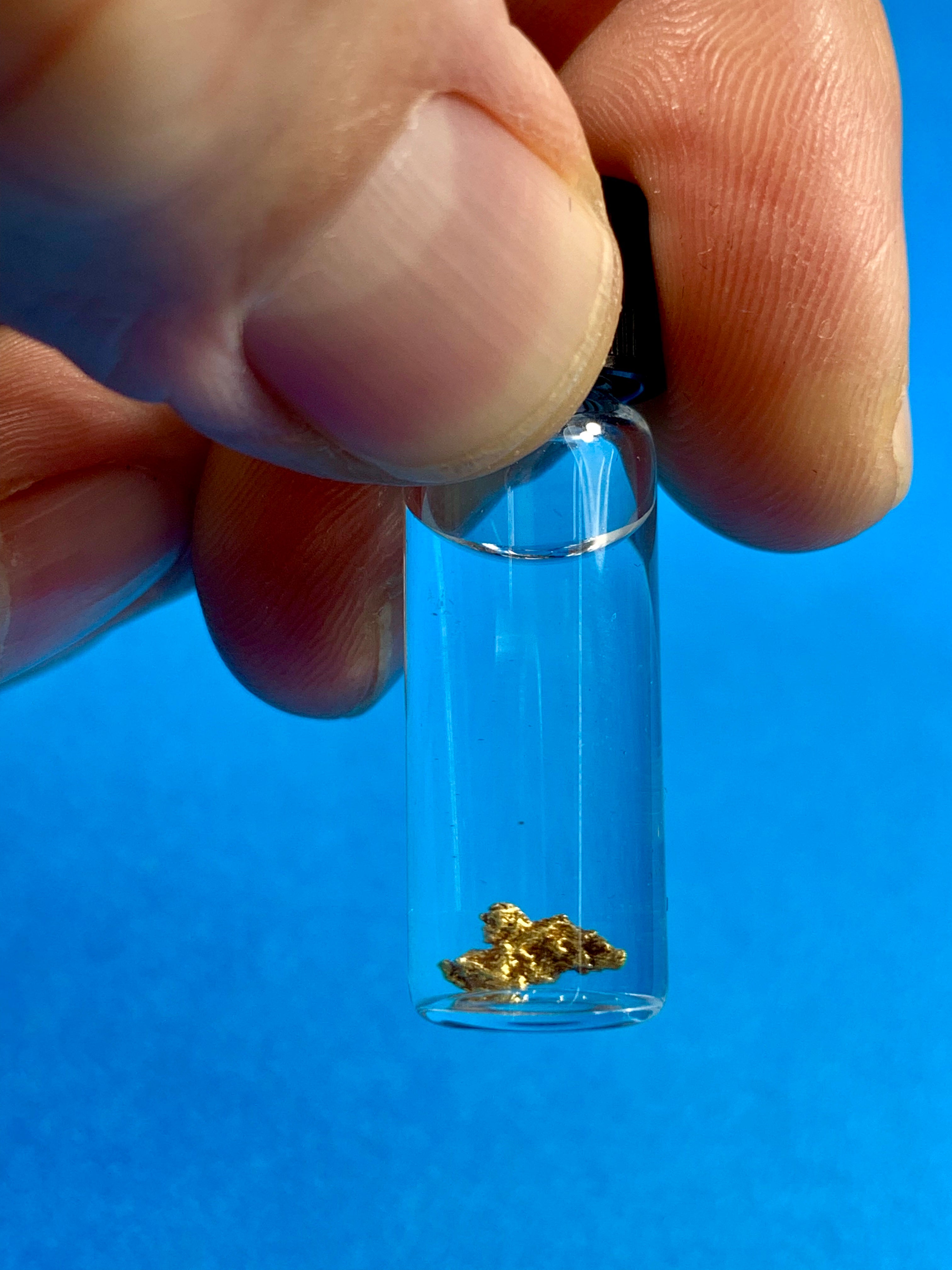 Alaskan-Yukon BC Gold Rush Natural Gold Nugget 0.10 Grams Genuine "In Bottle"