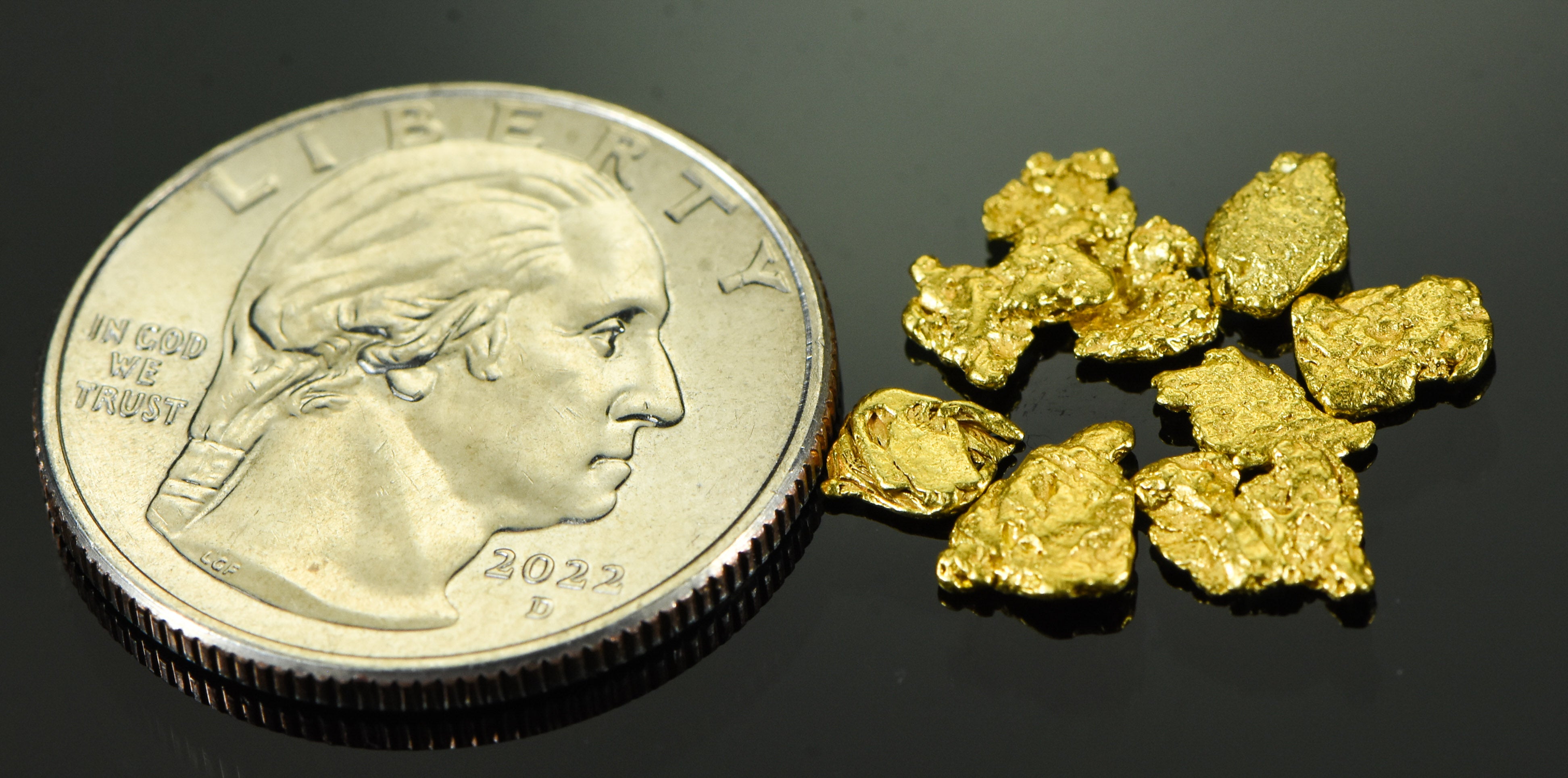 Alaskan Yukon BC Gold Rush Nuggets #6 Mesh 2 Grams of Fines