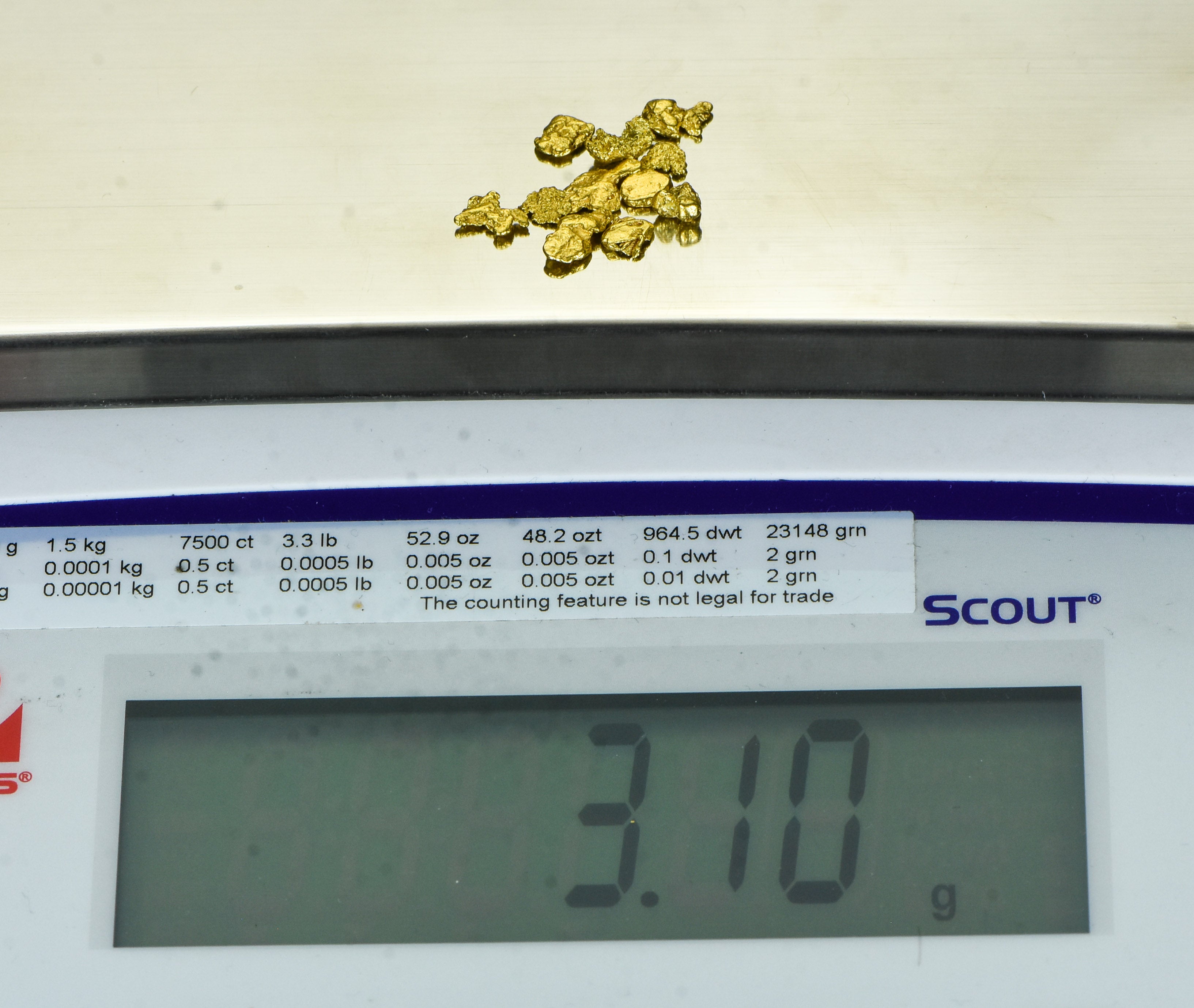 Alaskan Yukon BC Gold Rush Nuggets #6 Mesh 3.1 Grams , 2 DWT 1/10 OZT of Fines