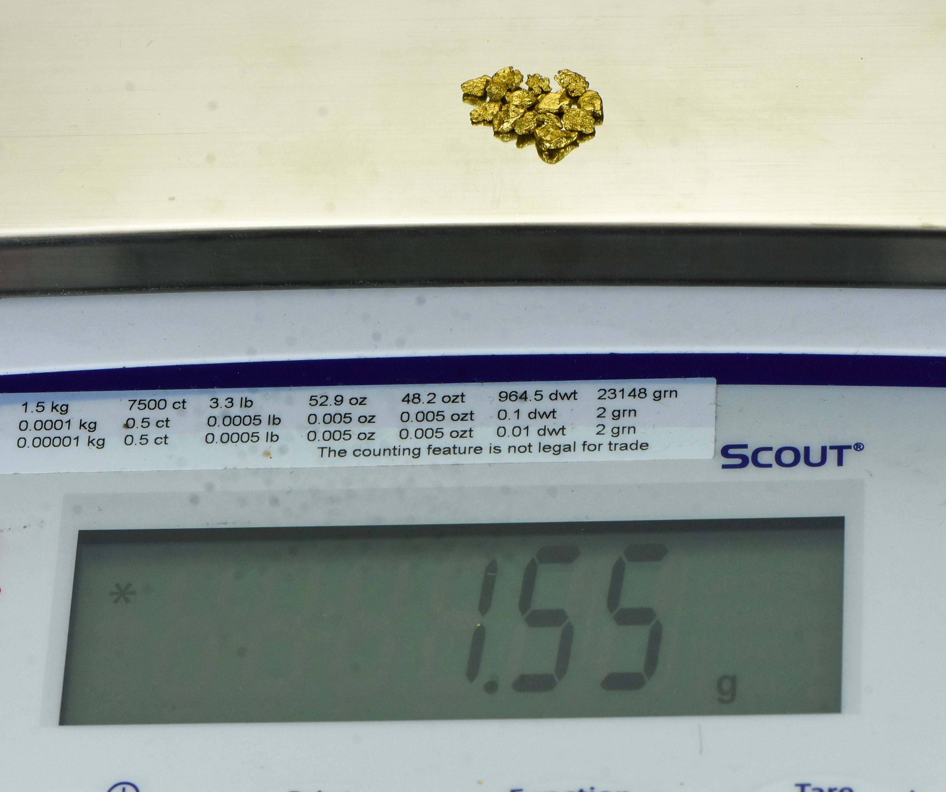Alaskan Yukon Gold Rush Nuggets #8 Mesh 1.55 Gram of Fines