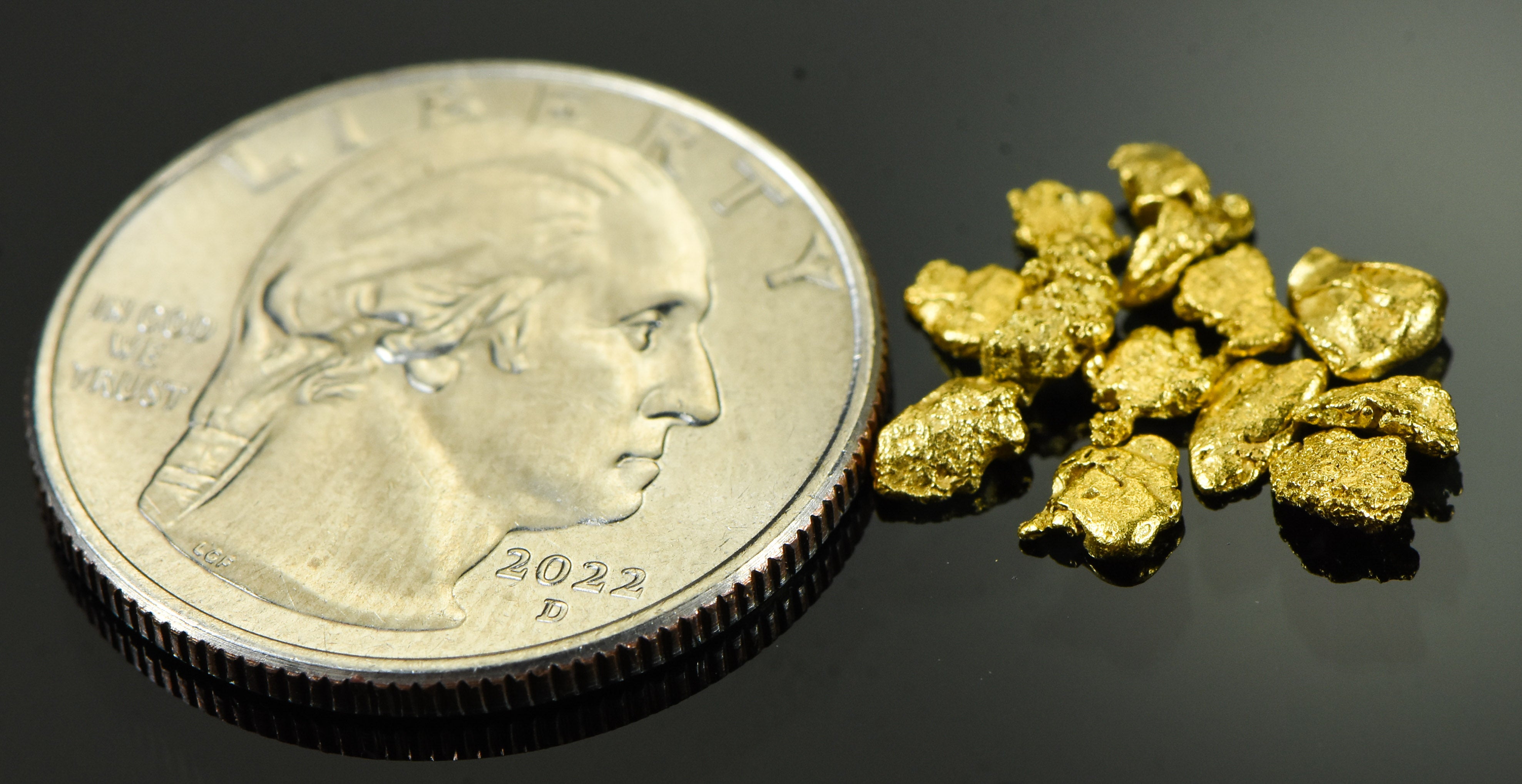 Alaskan Yukon Gold Rush Nuggets #8 Mesh 1.55 Gram of Fines