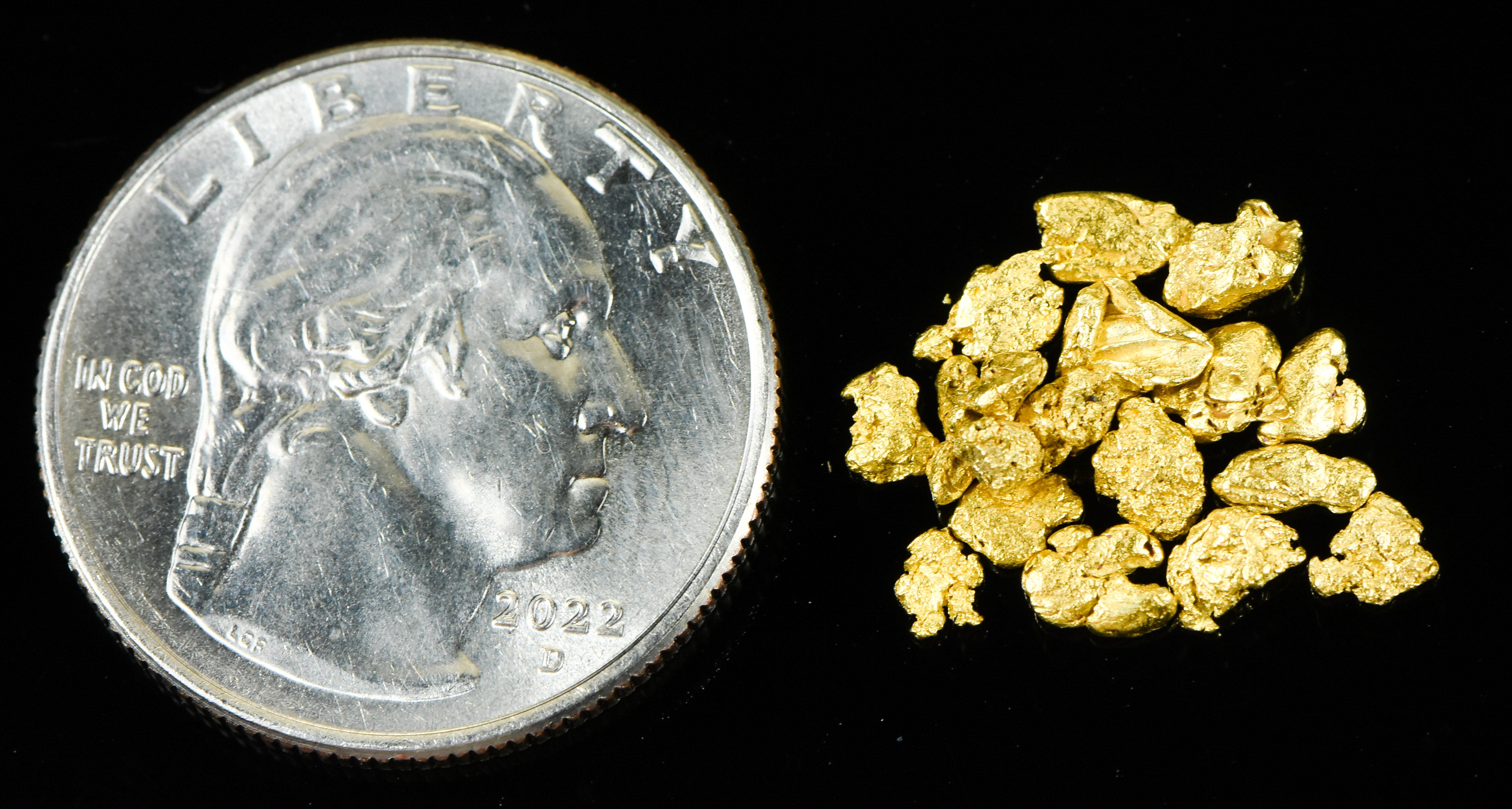 Alaskan Yukon Gold Rush Nuggets #8 Mesh 2 Grams of Fines