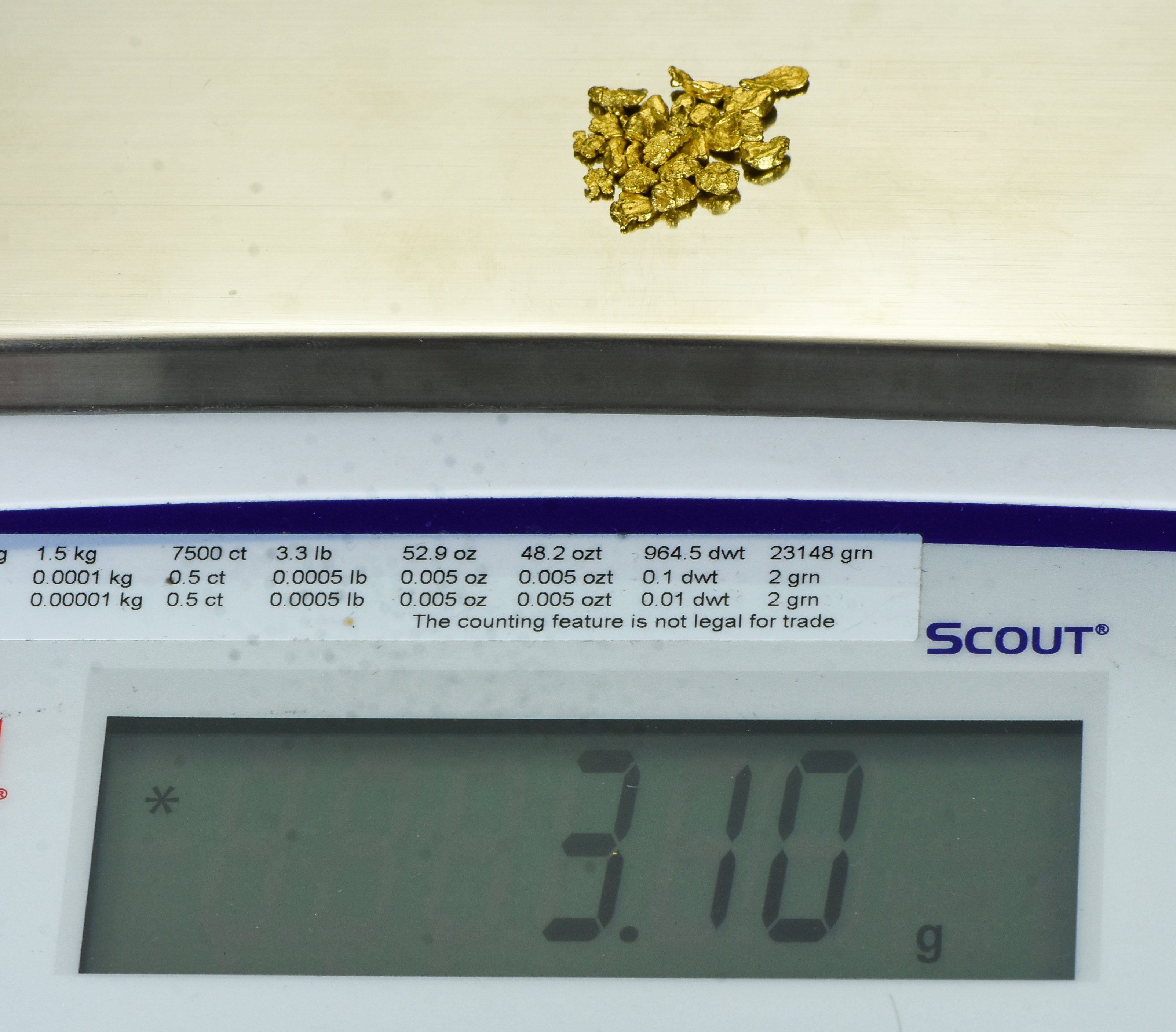 Alaskan Yukon Gold Rush Nuggets #8 Mesh 1/10 Troy Oz 3.1 Grams or 2 DWT