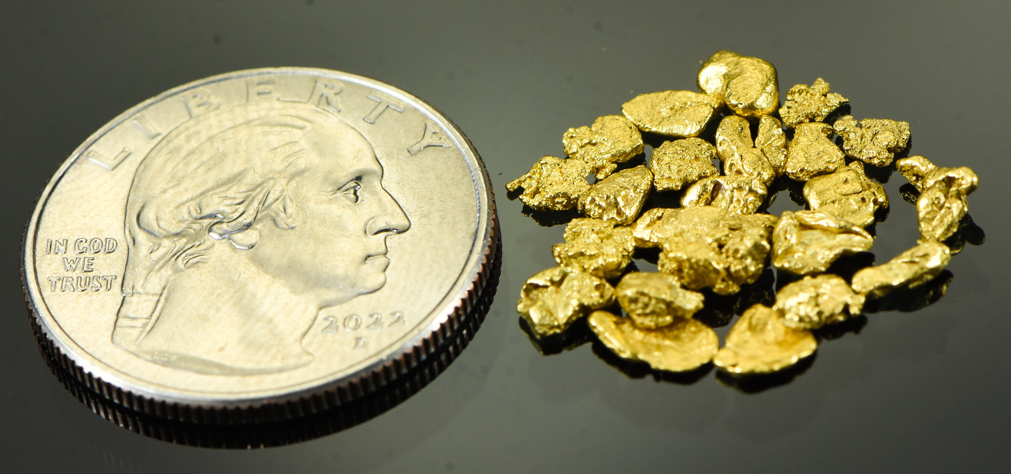 Alaskan Yukon Gold Rush Nuggets #8 Mesh 1/10 Troy Oz 3.1 Grams or 2 DWT