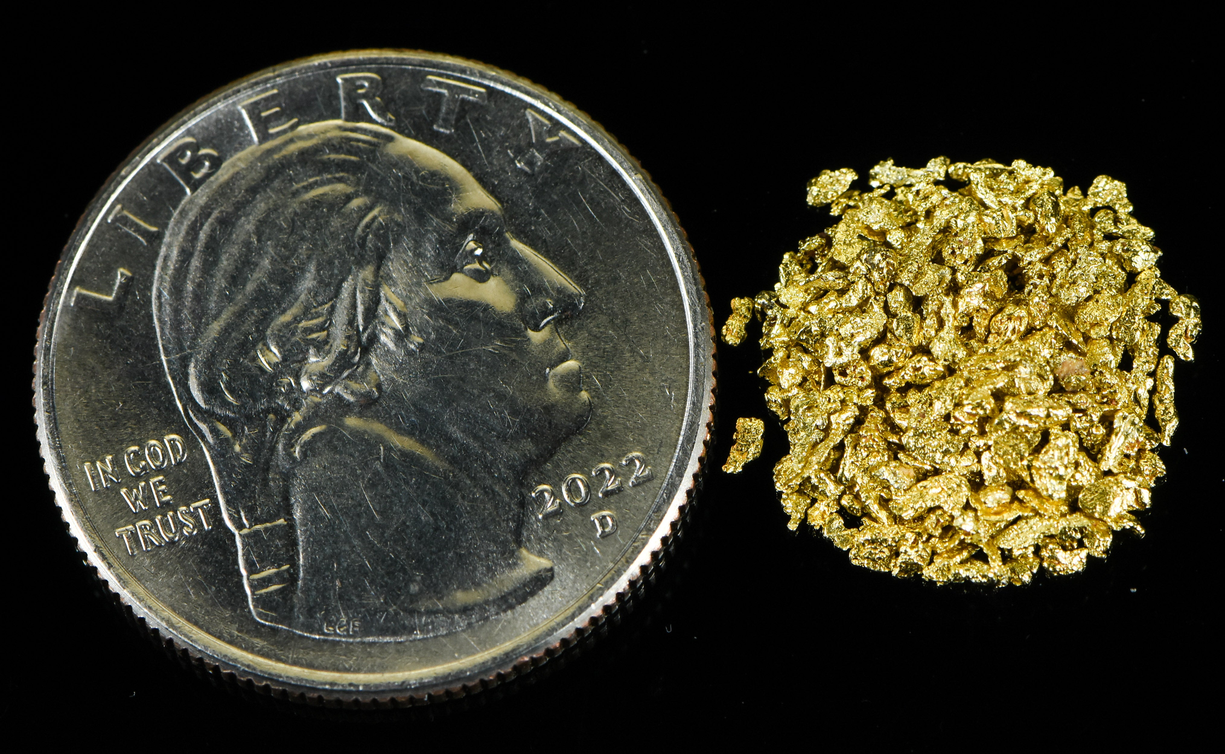 Alaskan Yukon Gold Rush Nuggets 18 Mesh 2 Grams of Small Fines