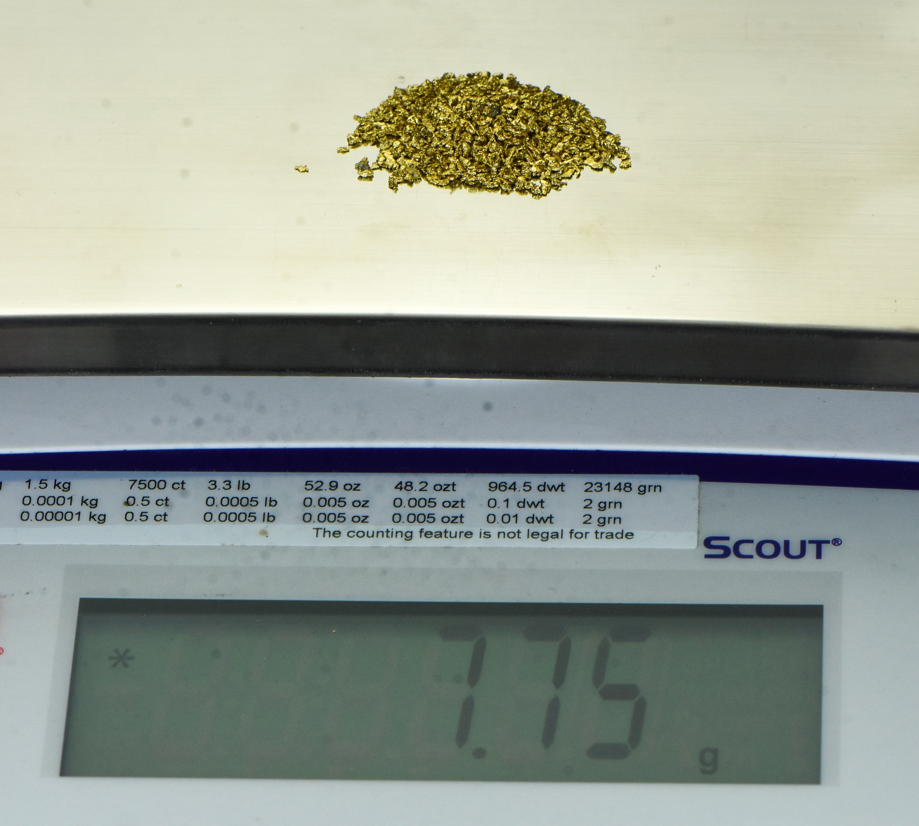 Alaskan Yukon Gold Rush Nuggets 18 Mesh 1/4 Troy Oz 7.75 Grams or 5 DWT